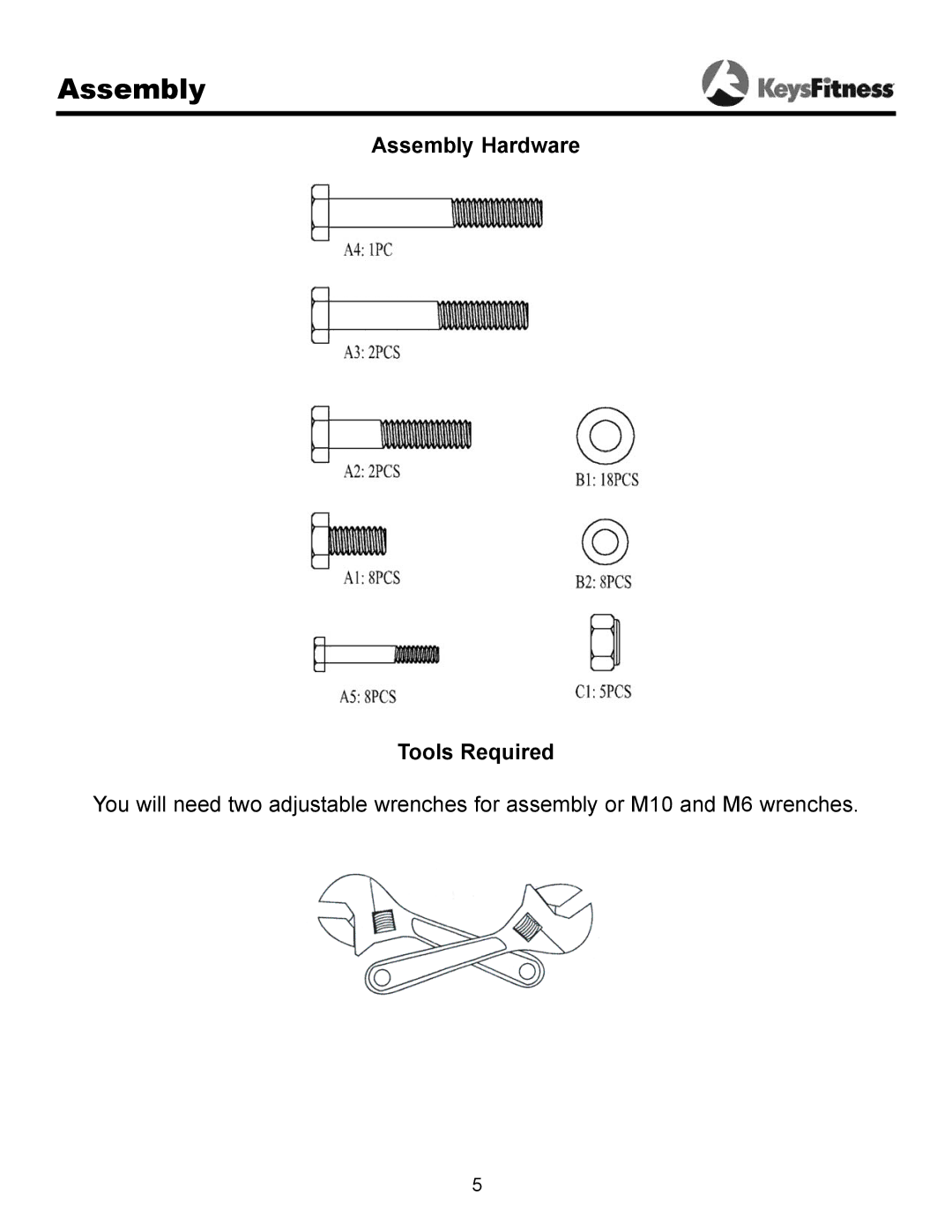 Keys Fitness ST-FIDL owner manual Assembly 