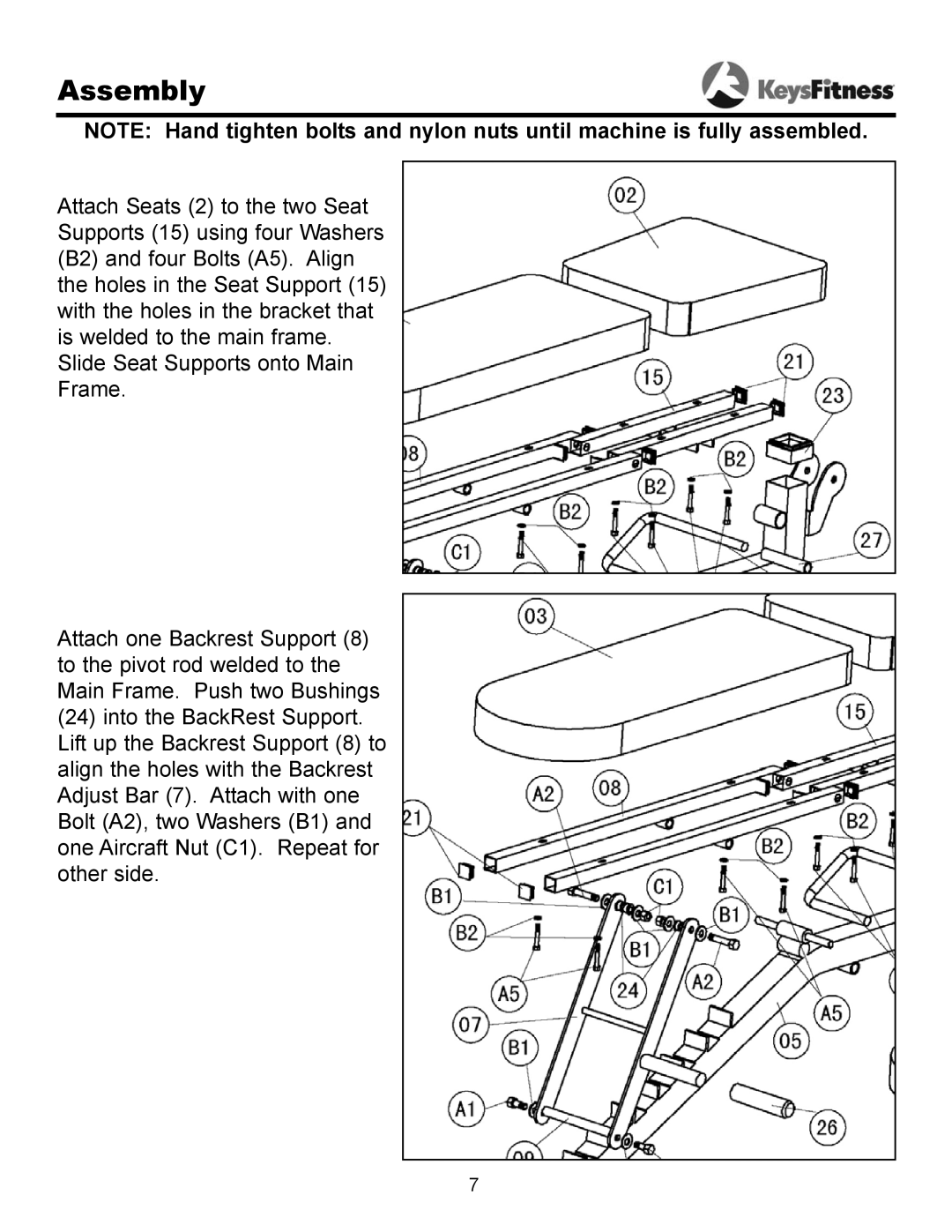 Keys Fitness ST-FIDL owner manual Assembly 