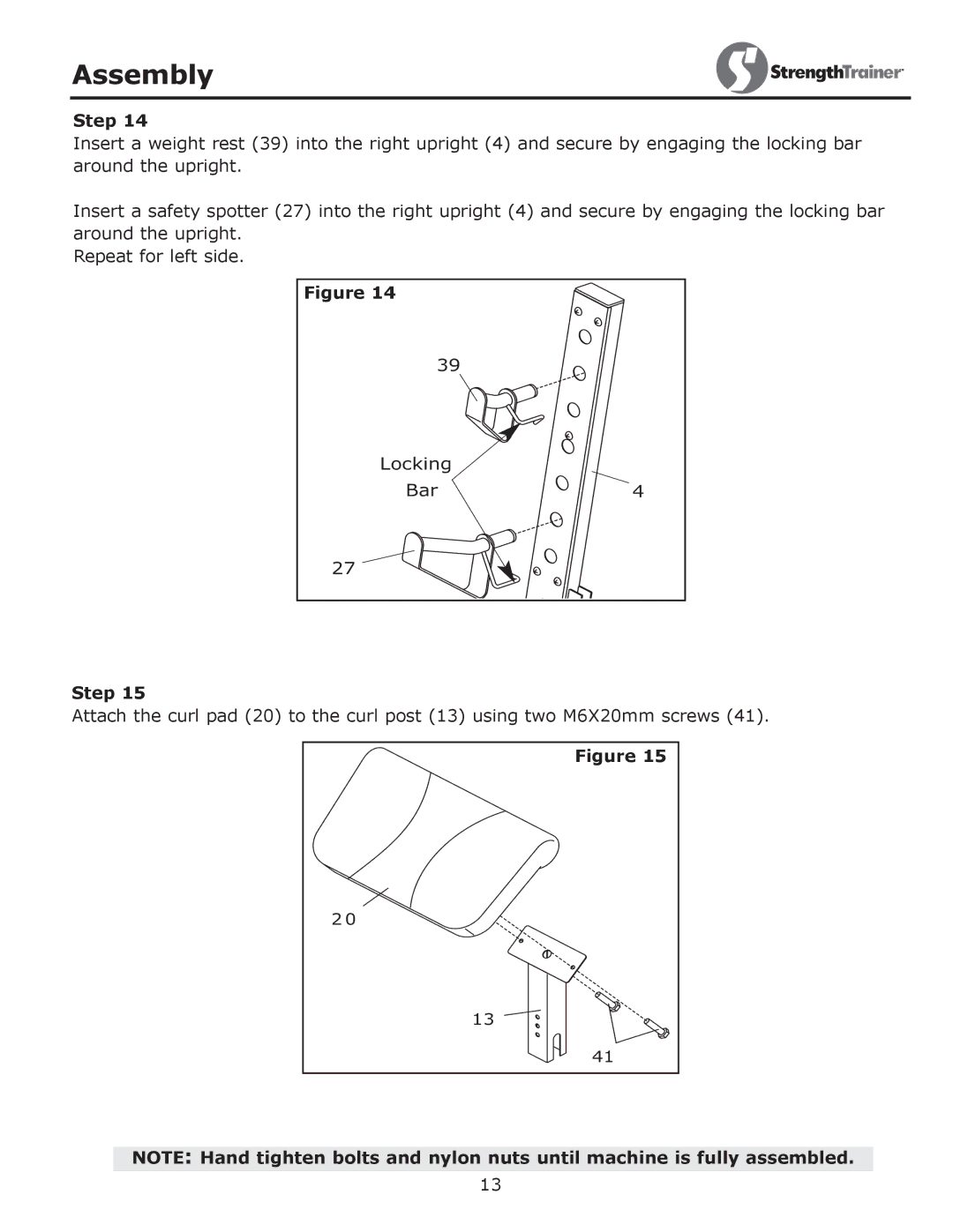 Keys Fitness ST-IB owner manual Locking Bar4 