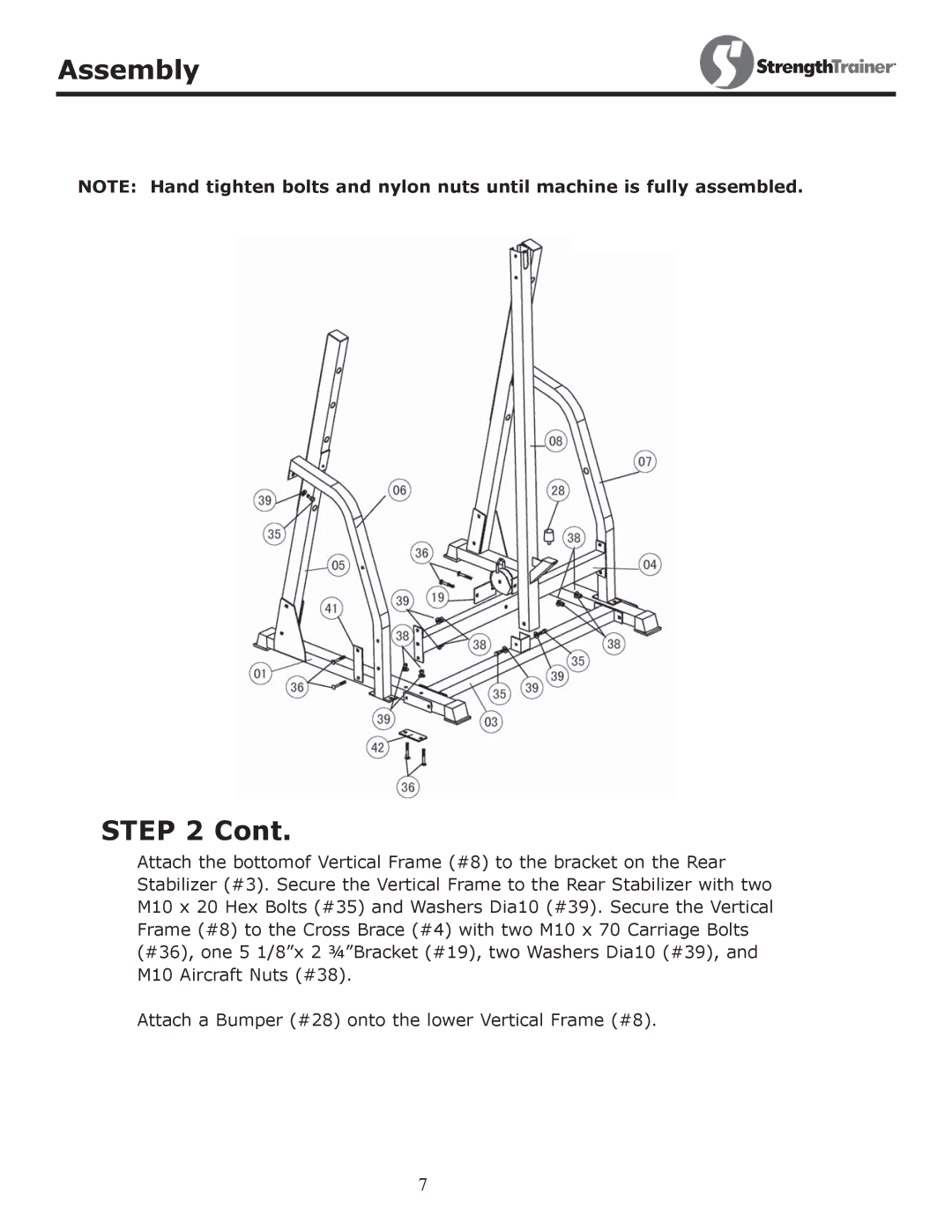 Keys Fitness ST-PR owner manual Assembly Cont 