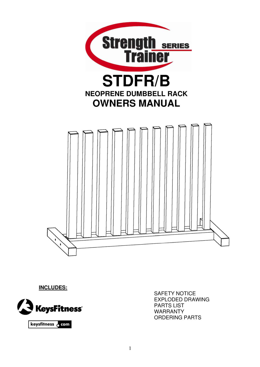 Keys Fitness STDFR/B owner manual Stdfr/B, Neoprene Dumbbell Rack 