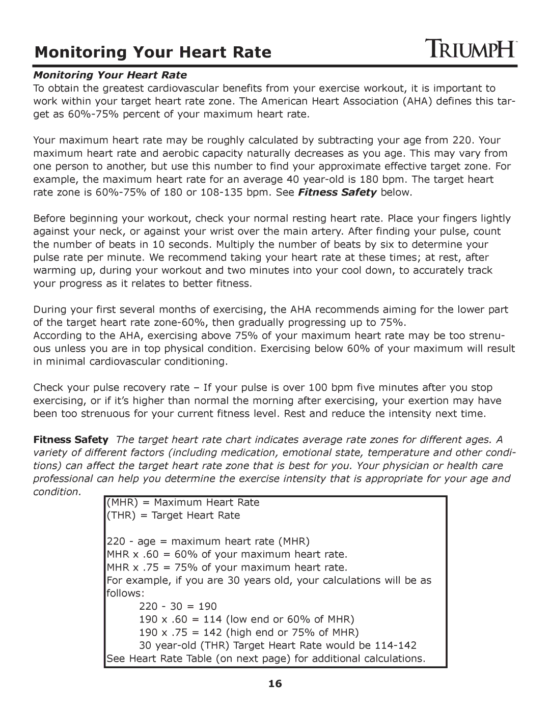 Keys Fitness Treadmill TRI-ENDURANCE owner manual Monitoring Your Heart Rate 