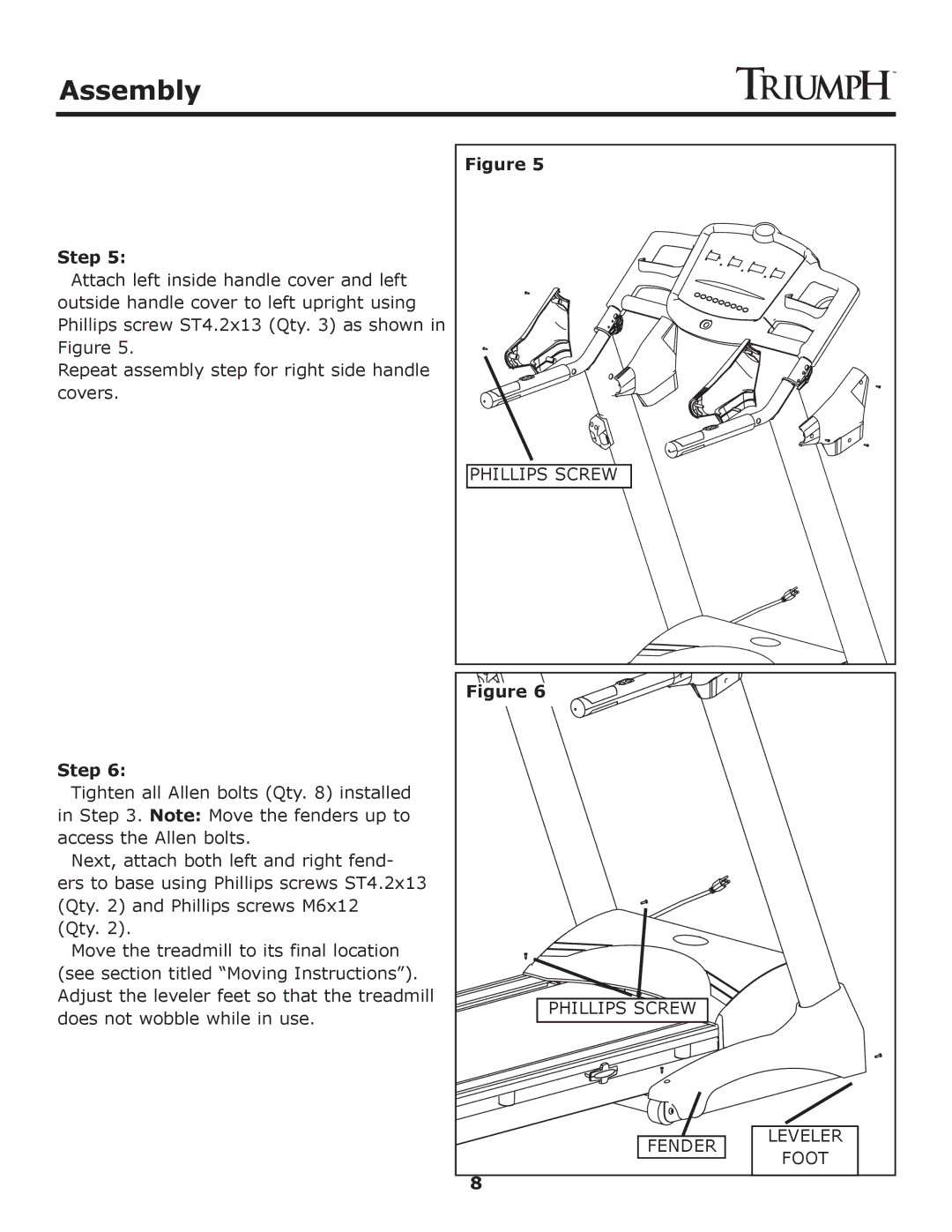 Keys Fitness Treadmill TRI-ENDURANCE owner manual Phillips Screw 