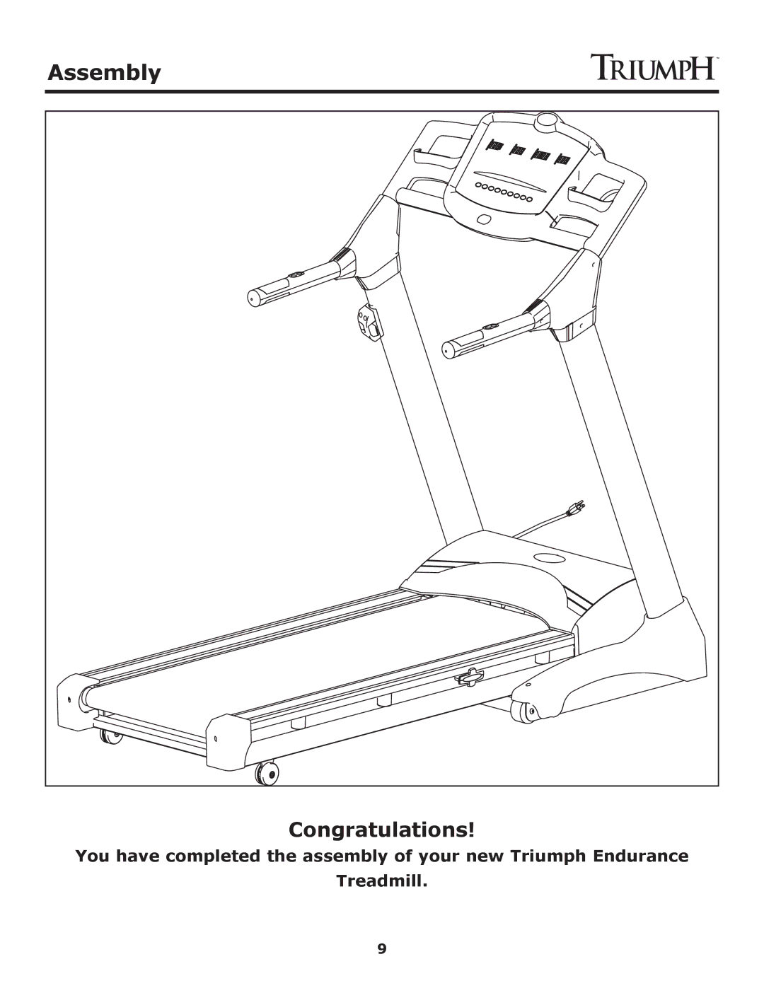 Keys Fitness Treadmill TRI-ENDURANCE owner manual Congratulations 