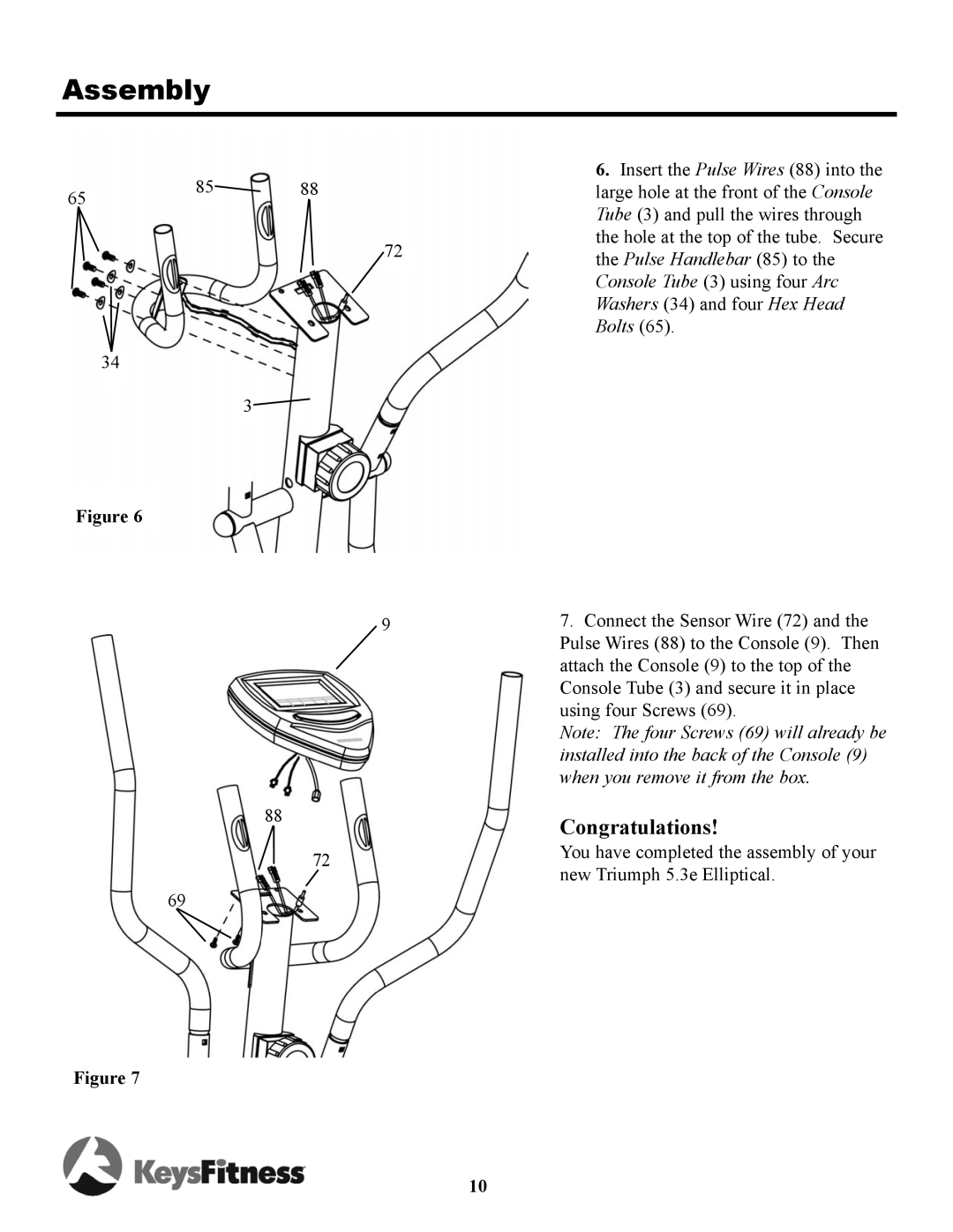 Keys Fitness TRI-5-3E owner manual Congratulations 