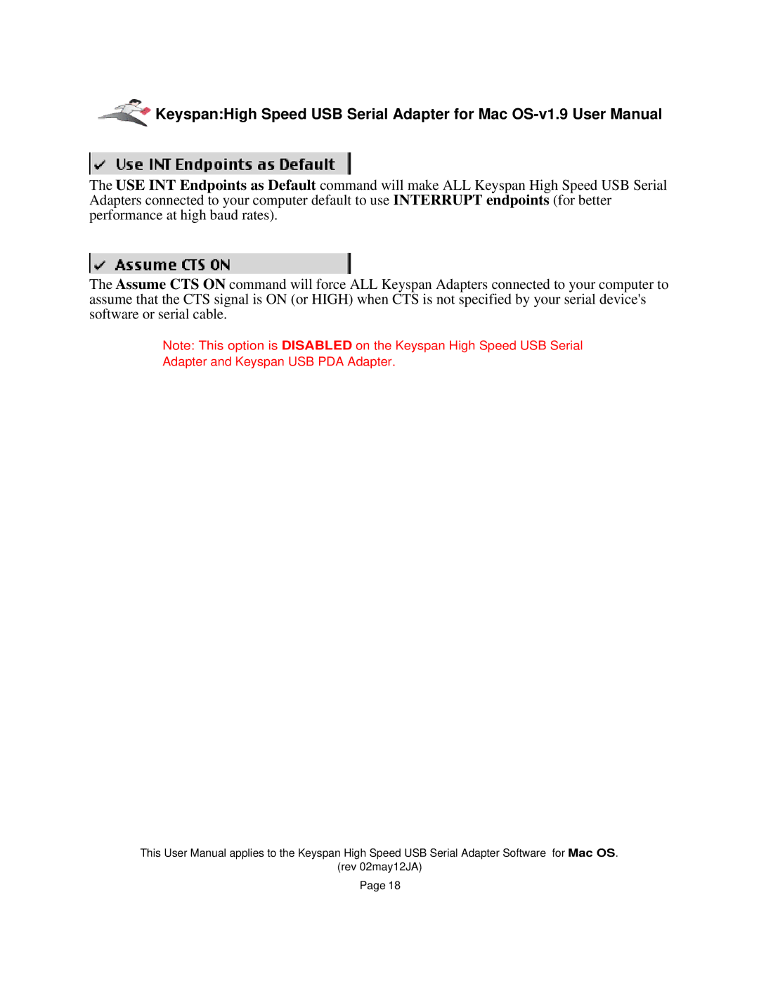 Keyspan 1.9 installation instructions Adapter and Keyspan USB PDA Adapter 