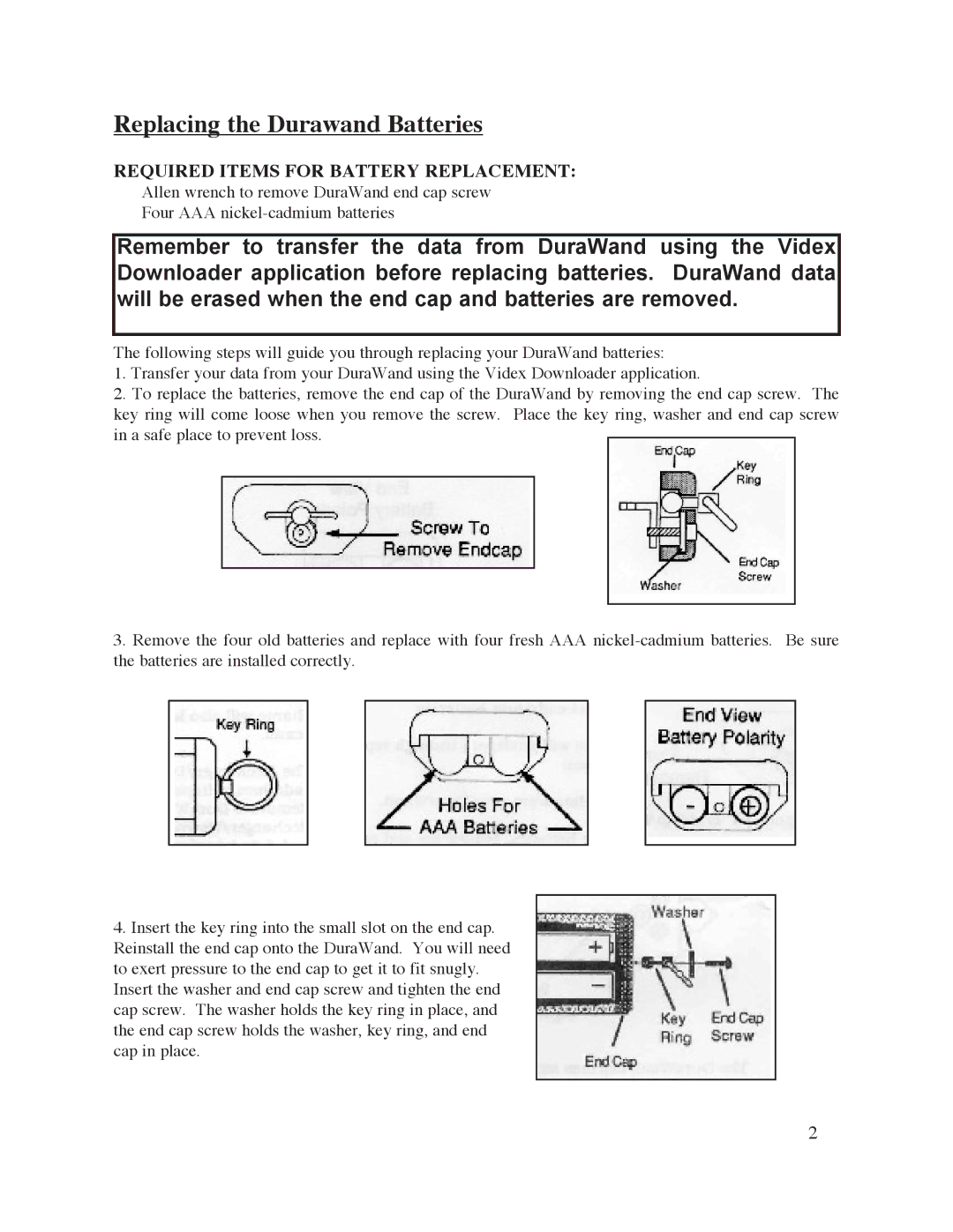 Keyspan DuraWand Portable Scanner manual Replacing the Durawand Batteries 