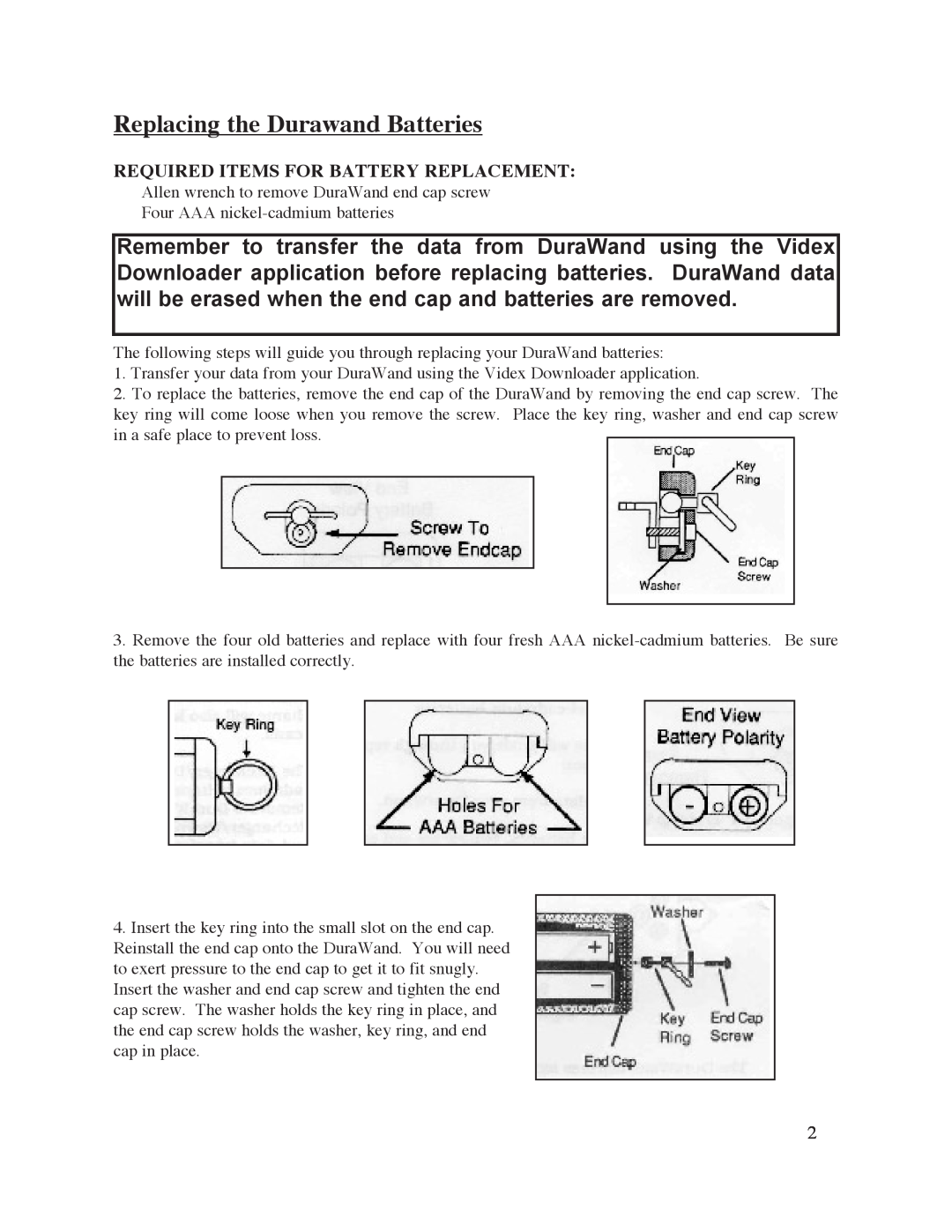Keyspan DuraWand Portable Scanner manual Replacing the Durawand Batteries, Required Items For Battery Replacement 