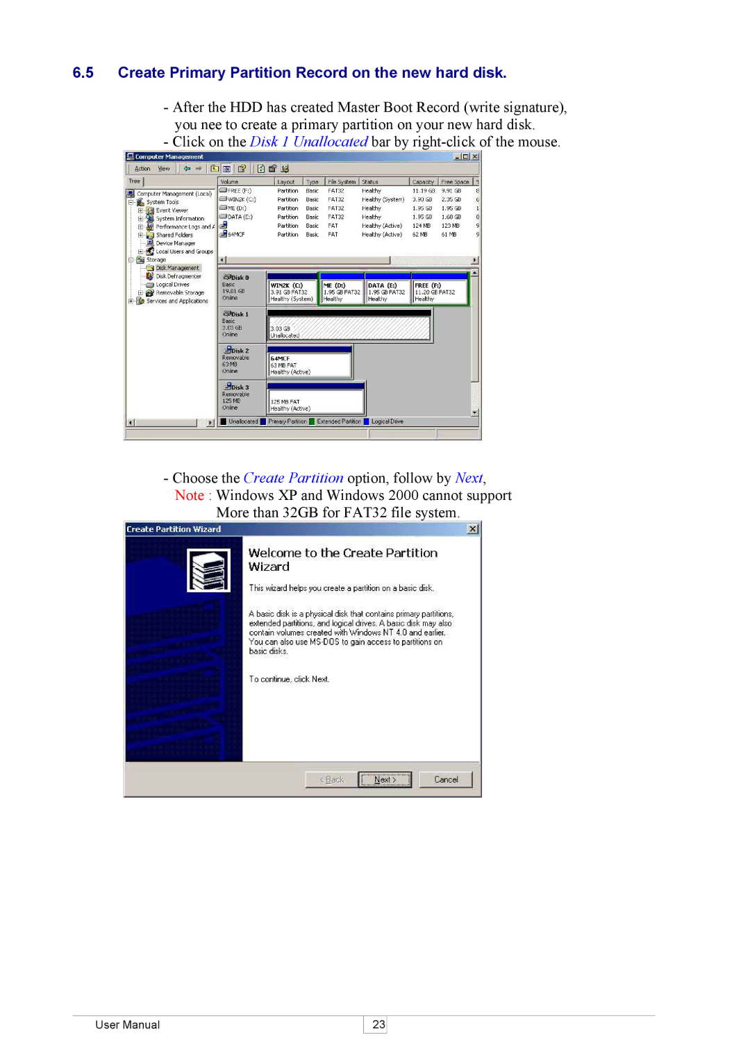 Keyspan SX-18D user manual Create Primary Partition Record on the new hard disk 