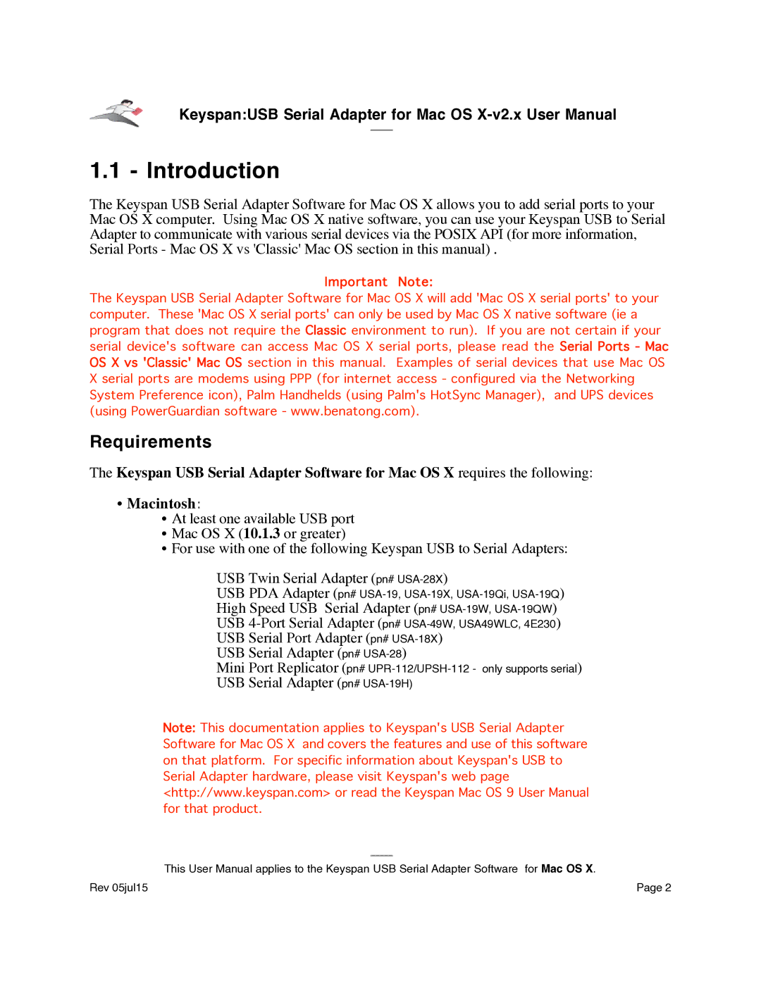 Keyspan USA-19Qi installation instructions Introduction, Requirements 