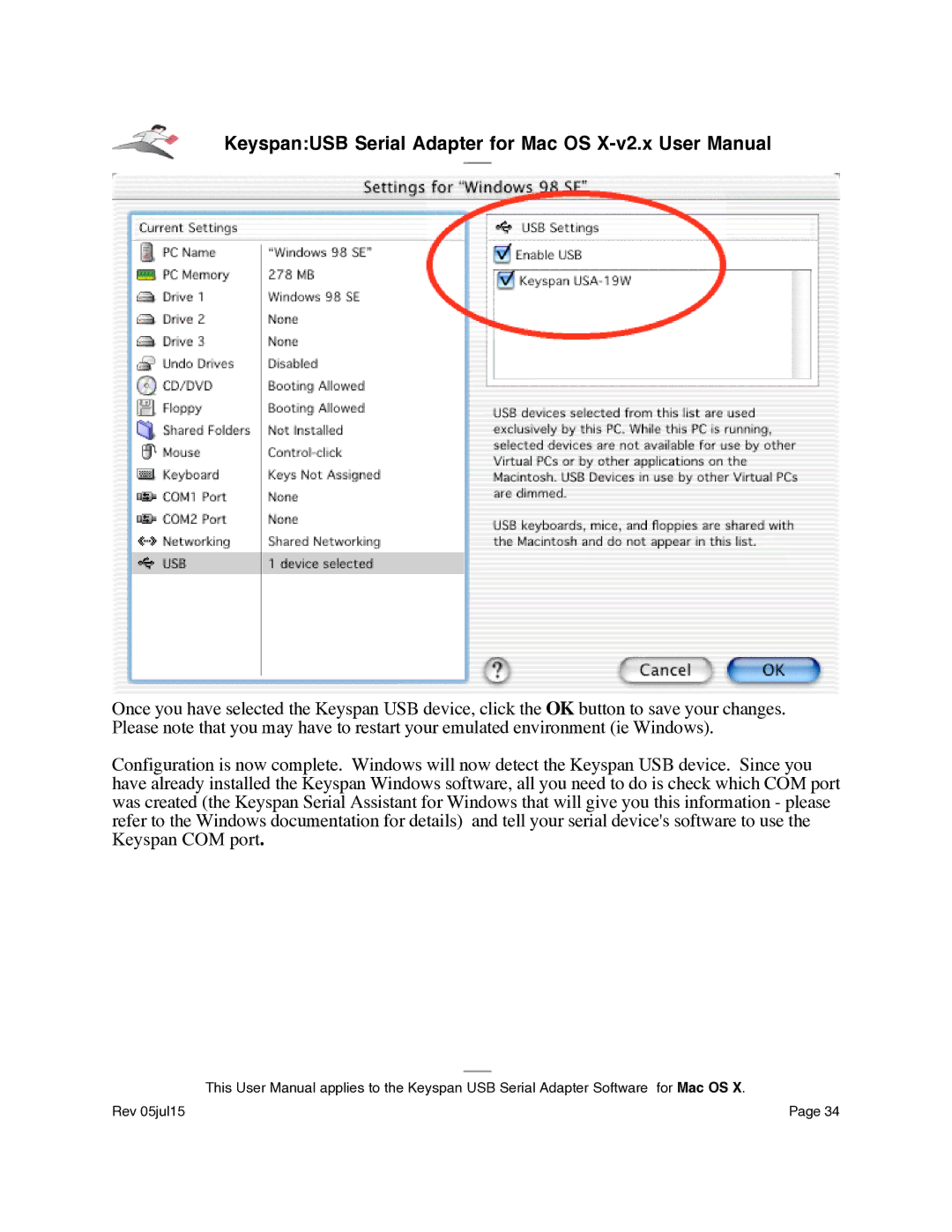 Keyspan USA-19Qi installation instructions Rev 05jul15 