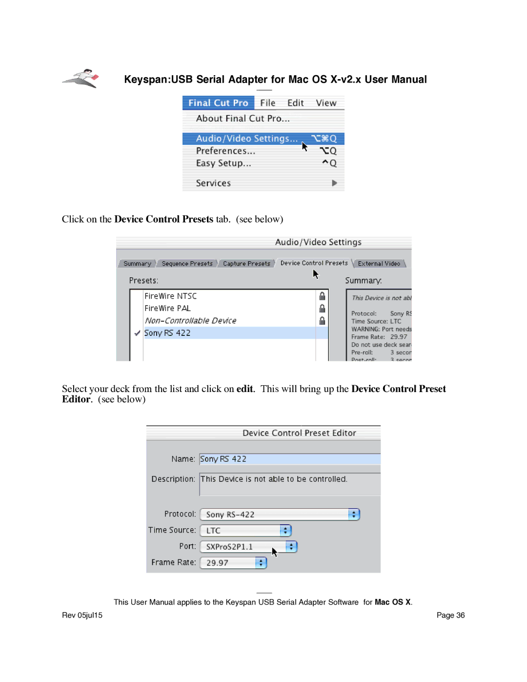 Keyspan USA-19Qi installation instructions Rev 05jul15 