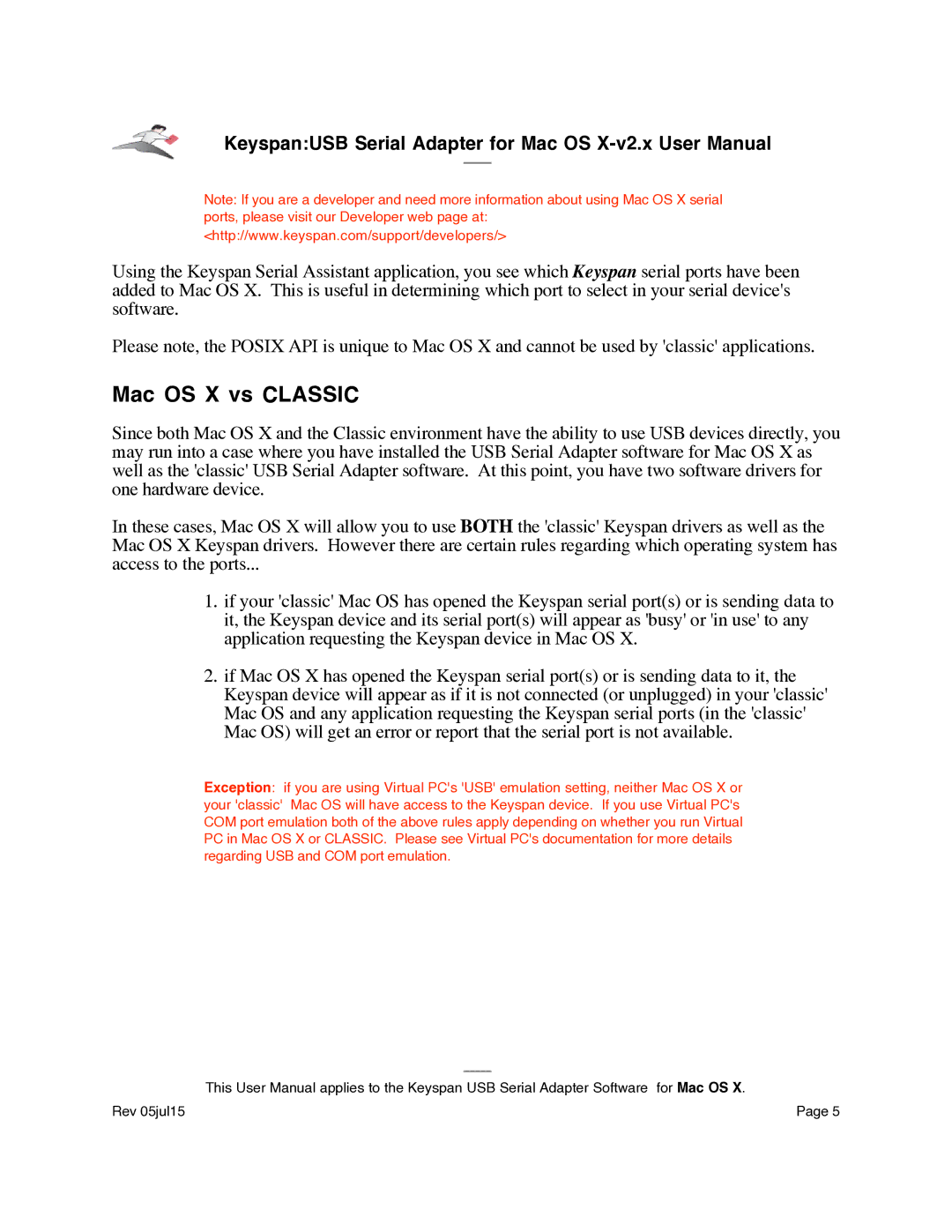 Keyspan USA-19Qi installation instructions Mac OS X vs Classic 