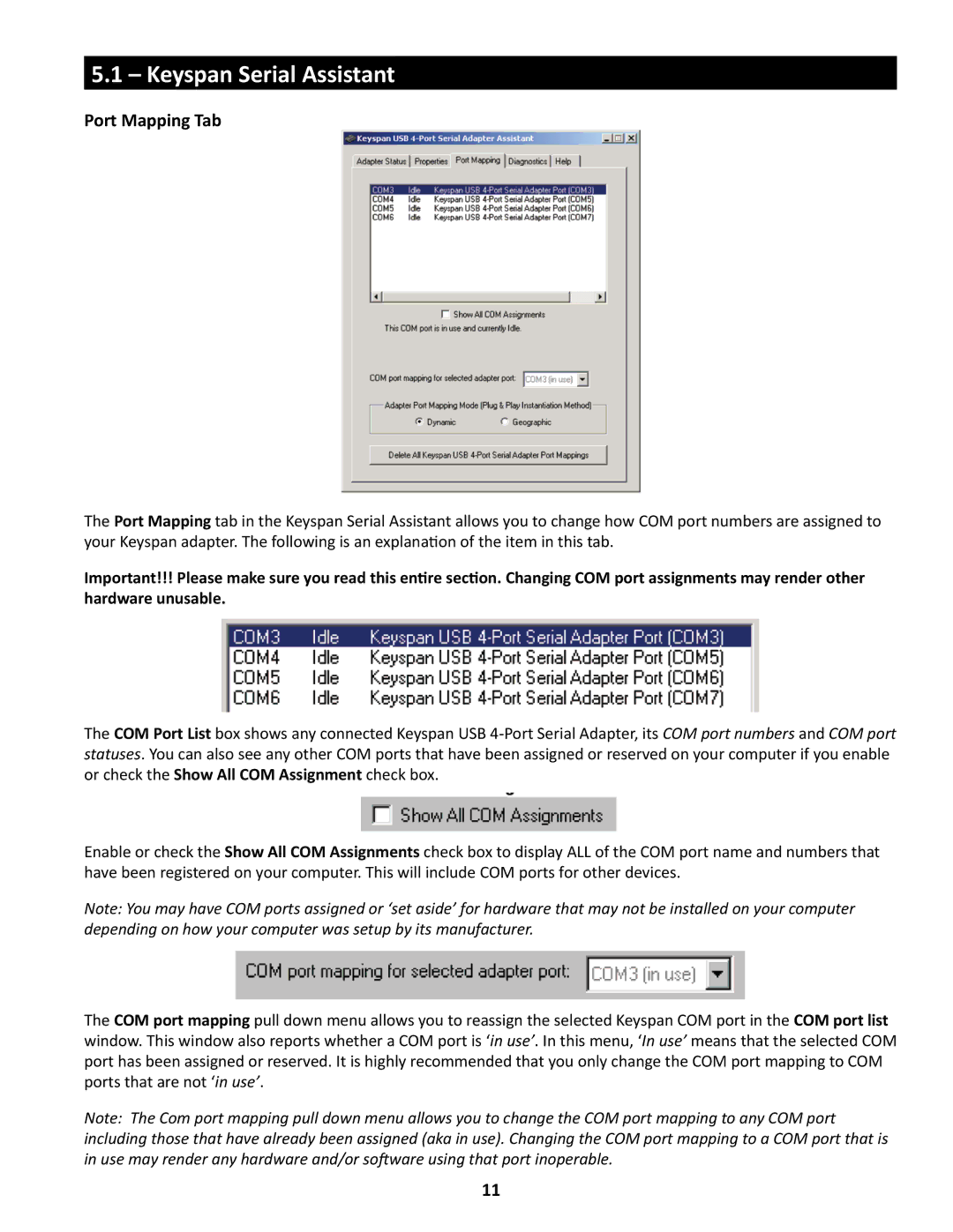 Keyspan USA-49WG owner manual Port Mapping Tab 