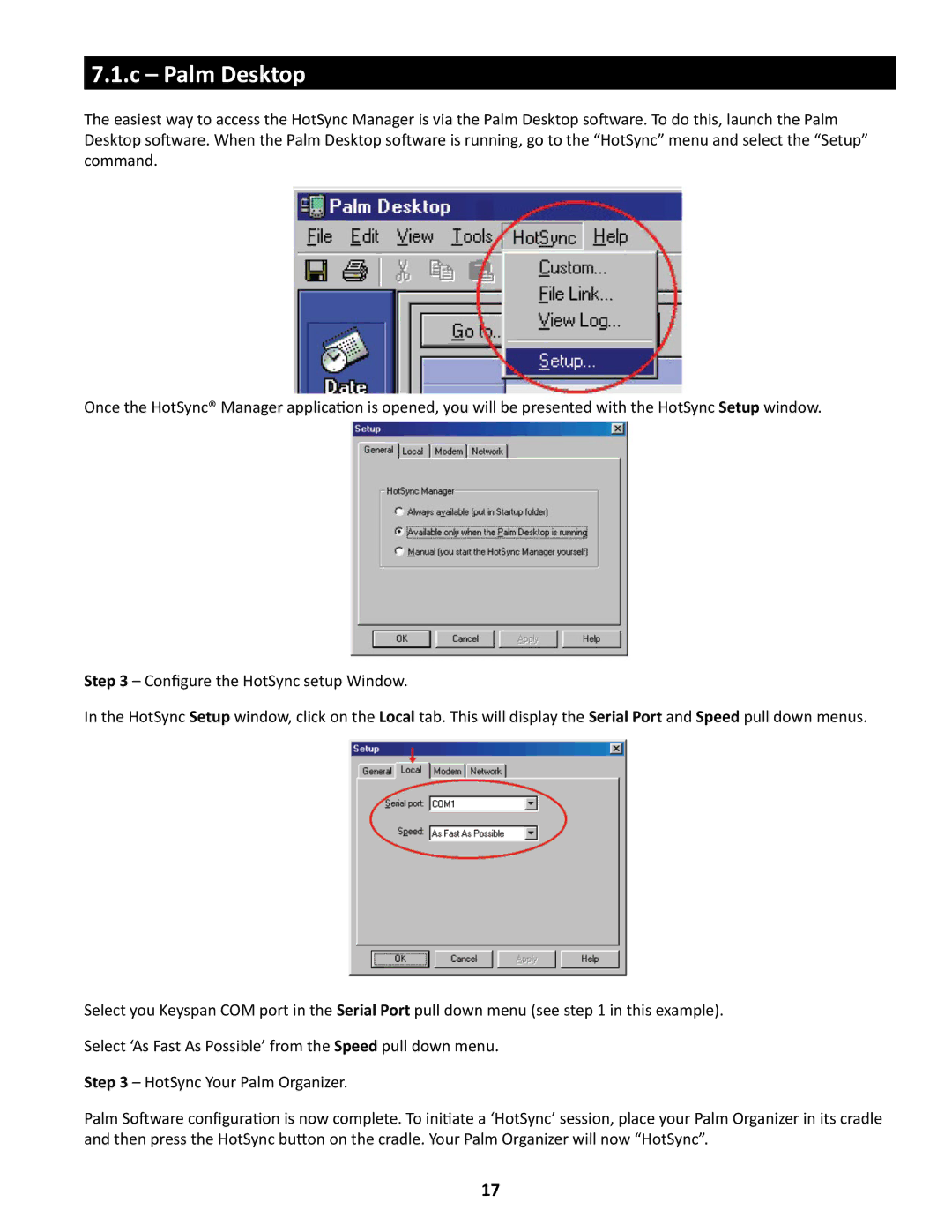 Keyspan USA-49WG owner manual Palm Desktop 