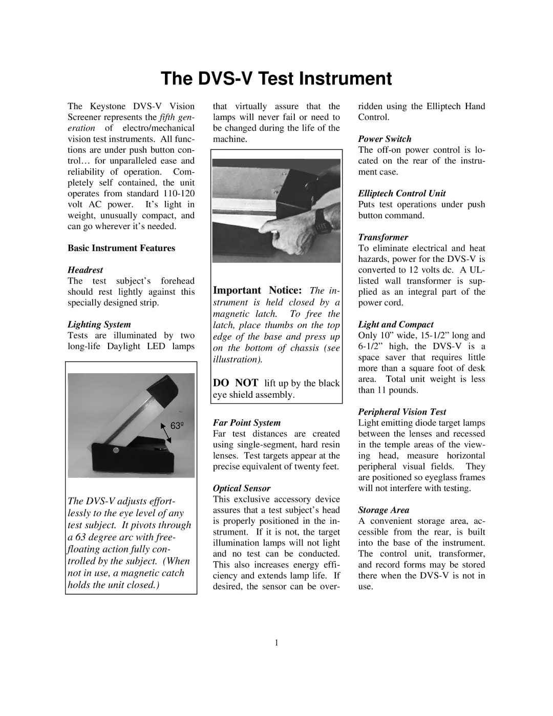 Keystone 1157 instruction manual DVS-V Test Instrument 