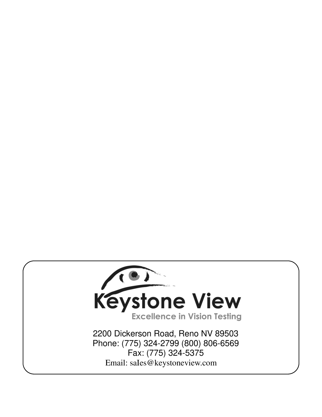 Keystone 1157 instruction manual Dickerson Road, Reno NV Phone 775 324-2799 800 Fax 775, Email saIes@keystoneview.com 