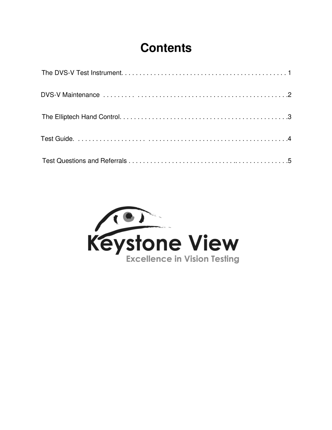 Keystone 1157 instruction manual Contents, The DVS-V Test Instrument DVS-V Maintenance 