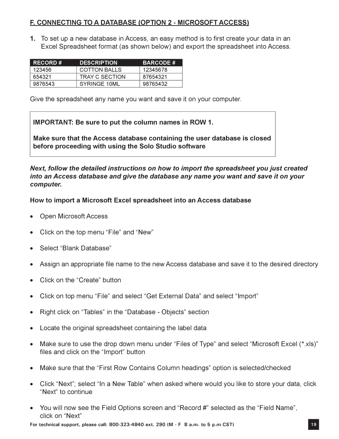 Keystone Computer Keyboard manual Connecting to a database Option 2 Microsoft Access 