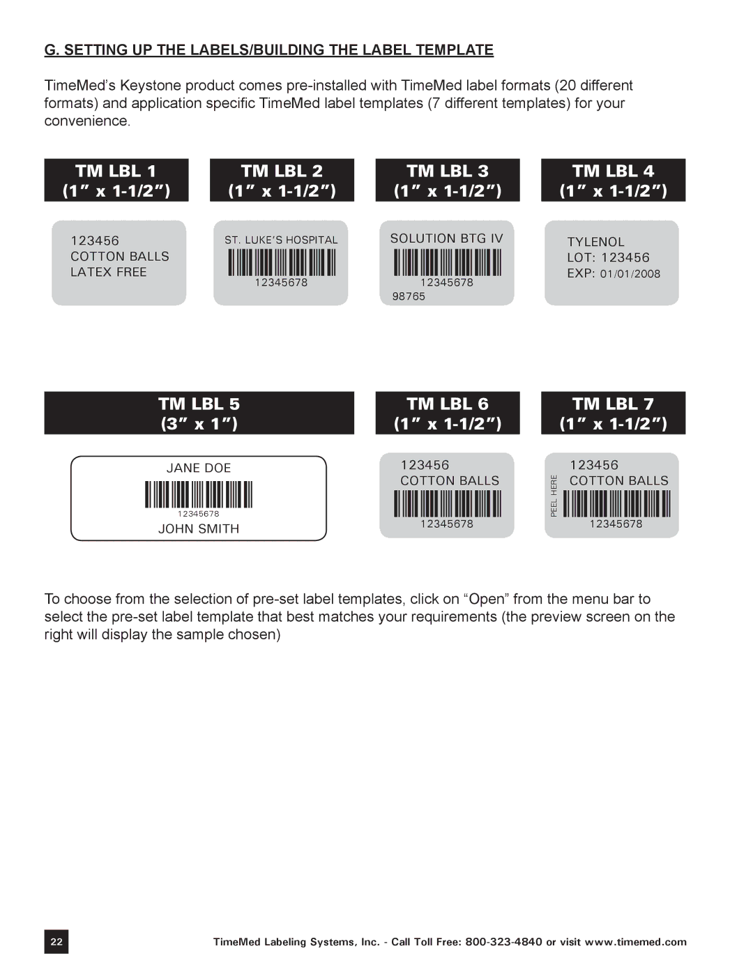 Keystone Computer Keyboard manual Tm Lbl, Setting up the labels/building the label template 