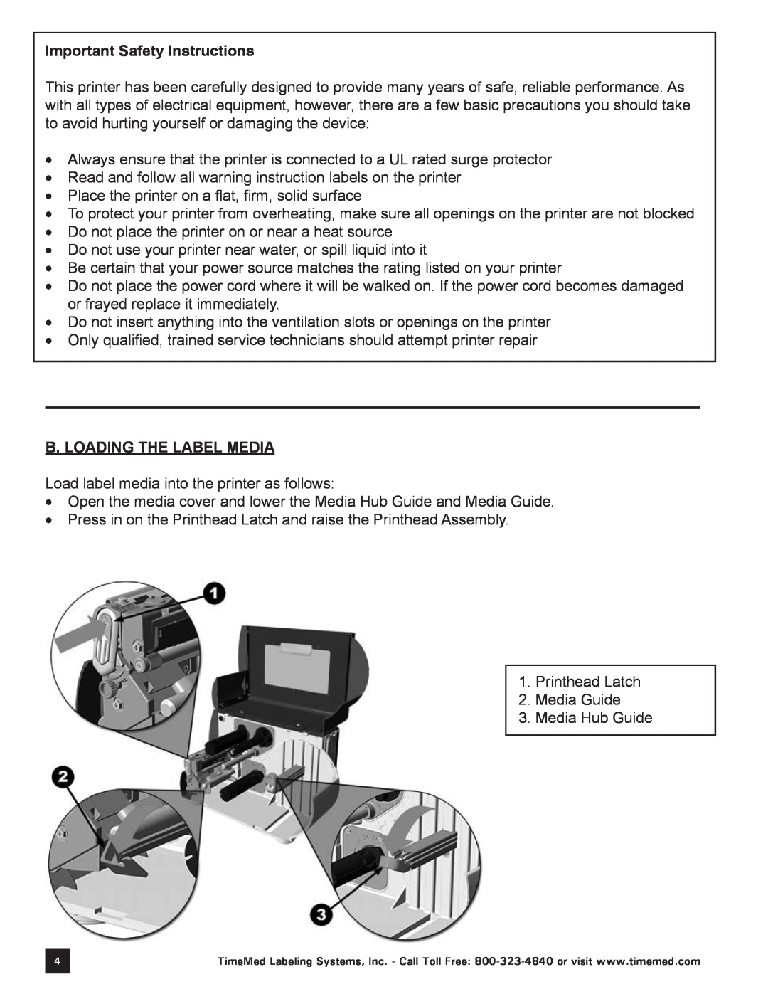 Keystone Computer Keyboard manual Important Safety Instructions, B. Loading the Label Media 