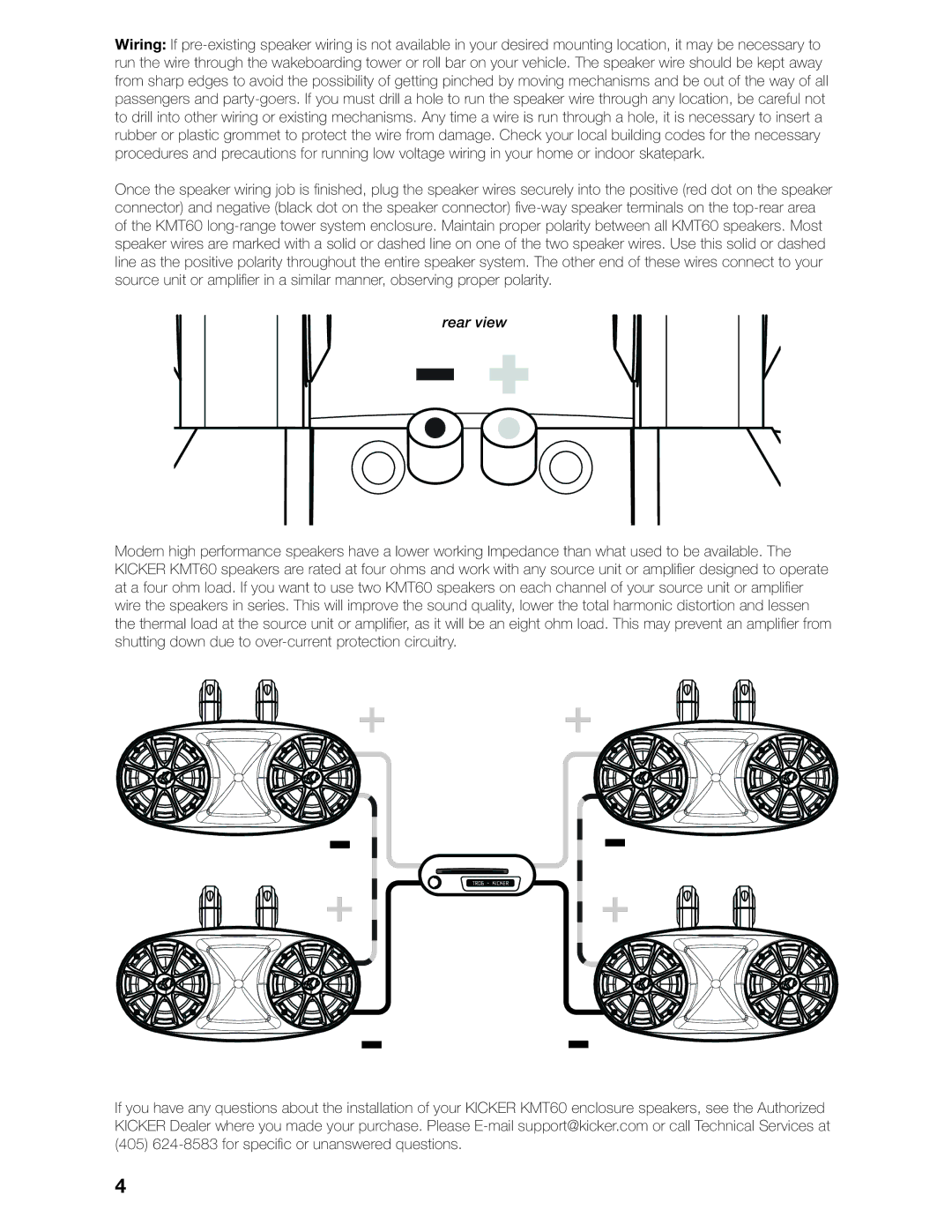 Kicker 10ZXM4502, 11KMT60 manual Rear view 