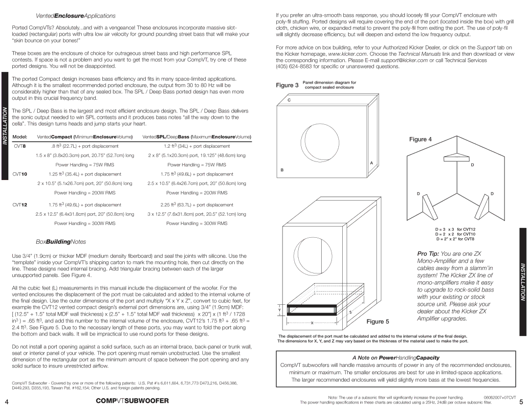 Kicker CVT8, CVT10 manual Compvtsubwoofer 