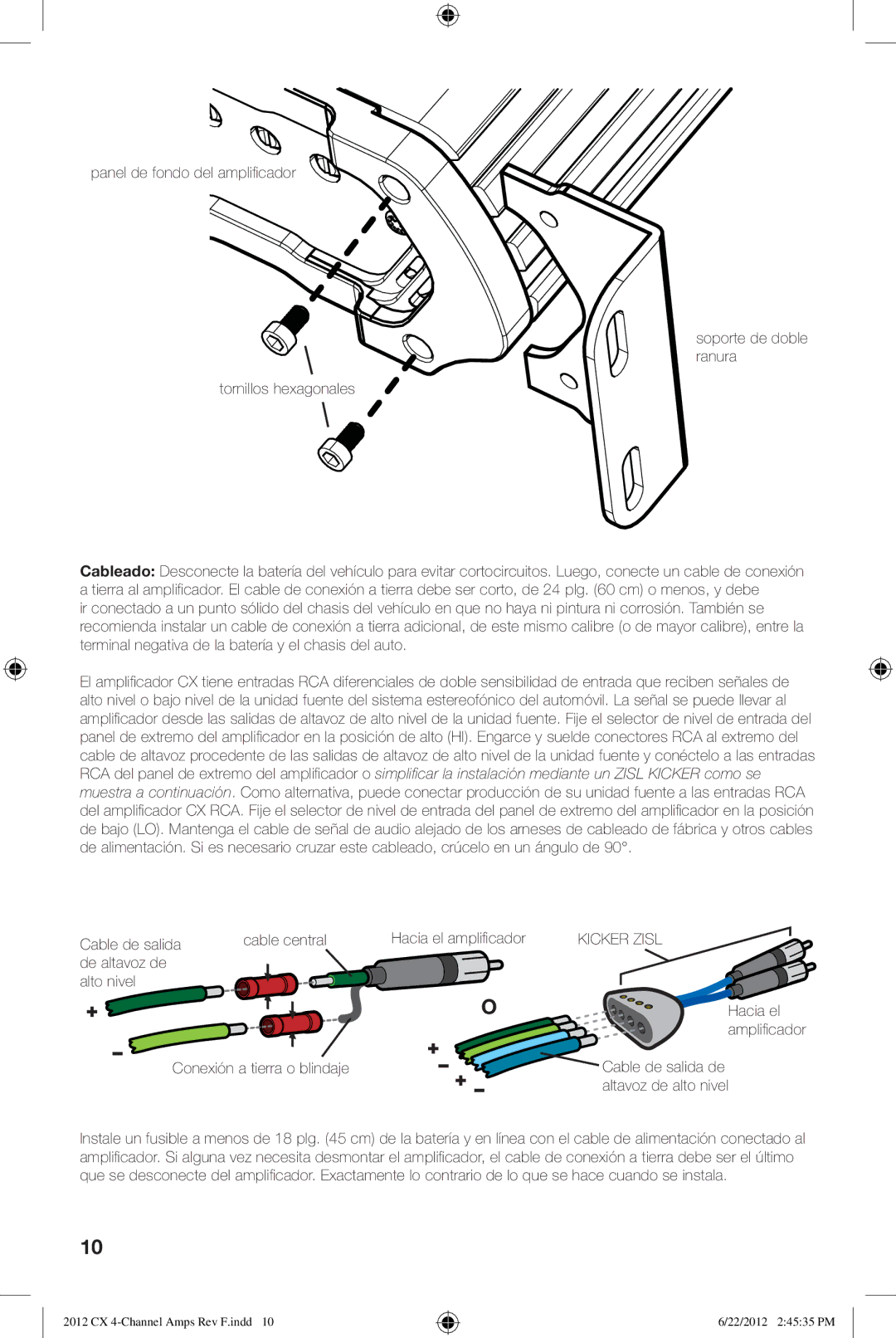 Kicker CX300.4 owner manual Conexión a tierra o blindaje 