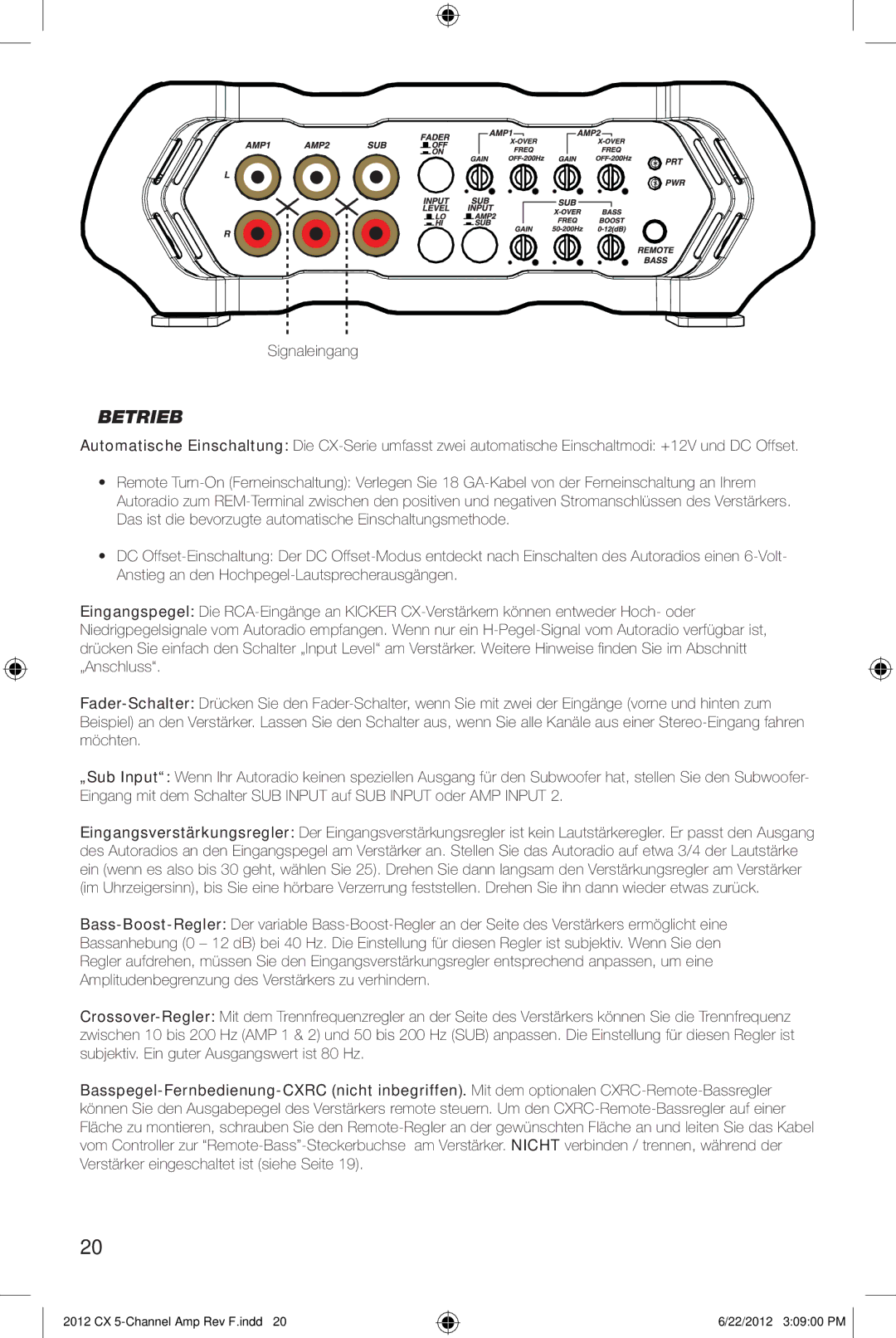 Kicker cx600.5 owner manual Betrieb 