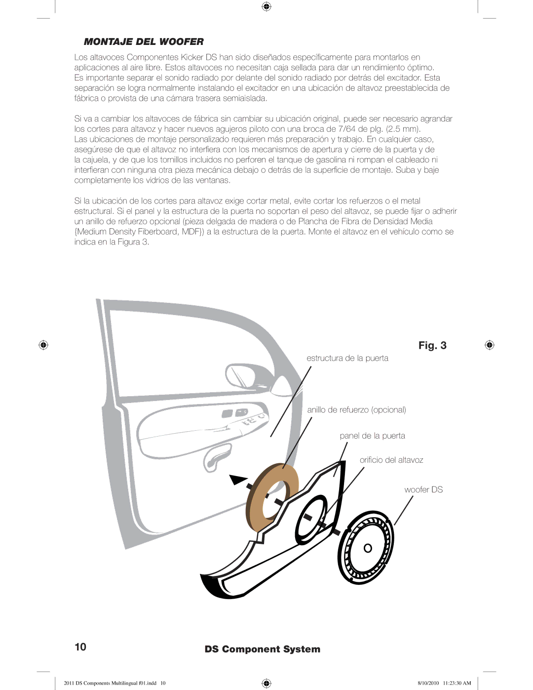 Kicker DS6.2  DS65.2  DS68.2 manuel dutilisation Montaje DEL Woofer 