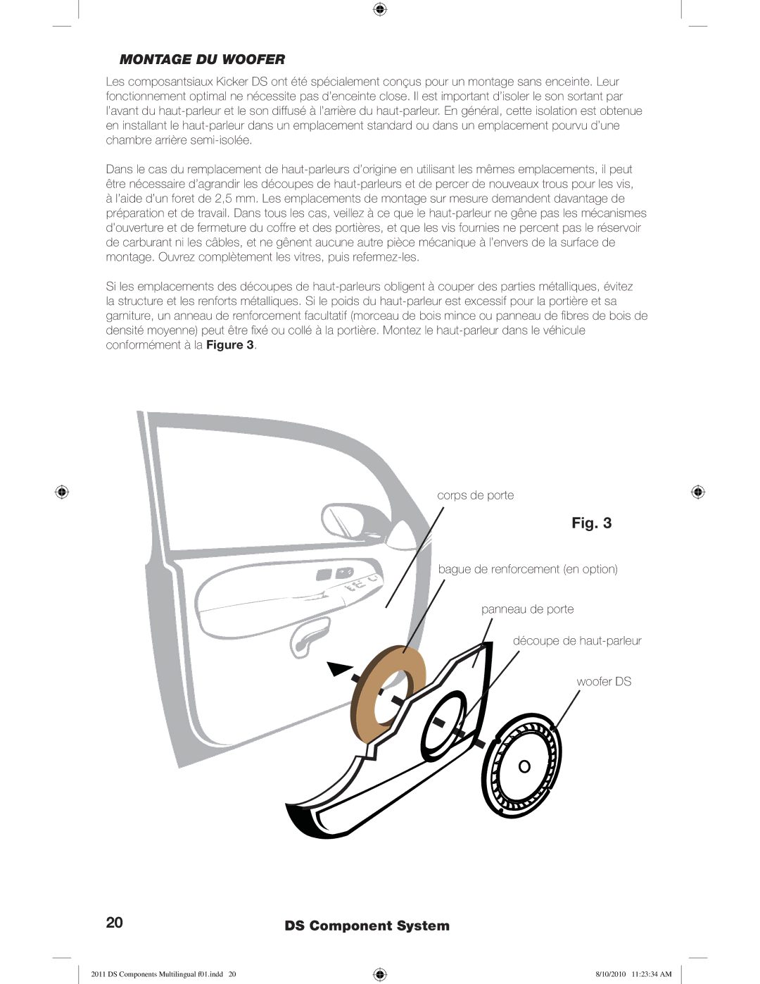 Kicker DS6.2  DS65.2  DS68.2 manuel dutilisation Montage DU Woofer 