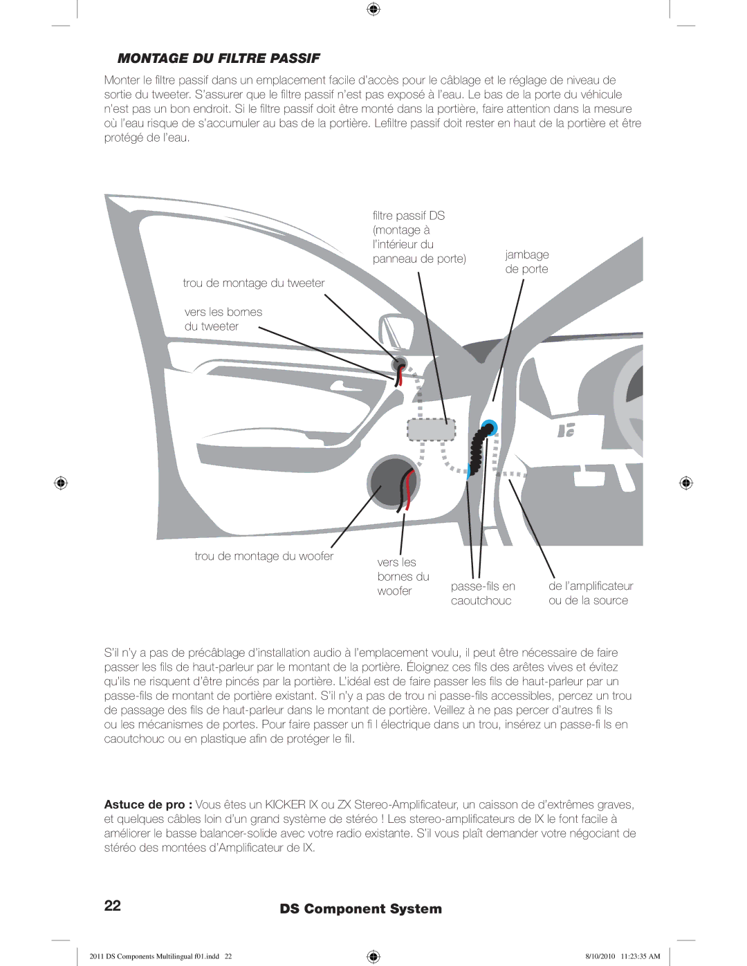 Kicker DS6.2  DS65.2  DS68.2 manuel dutilisation Montage DU Filtre Passif 