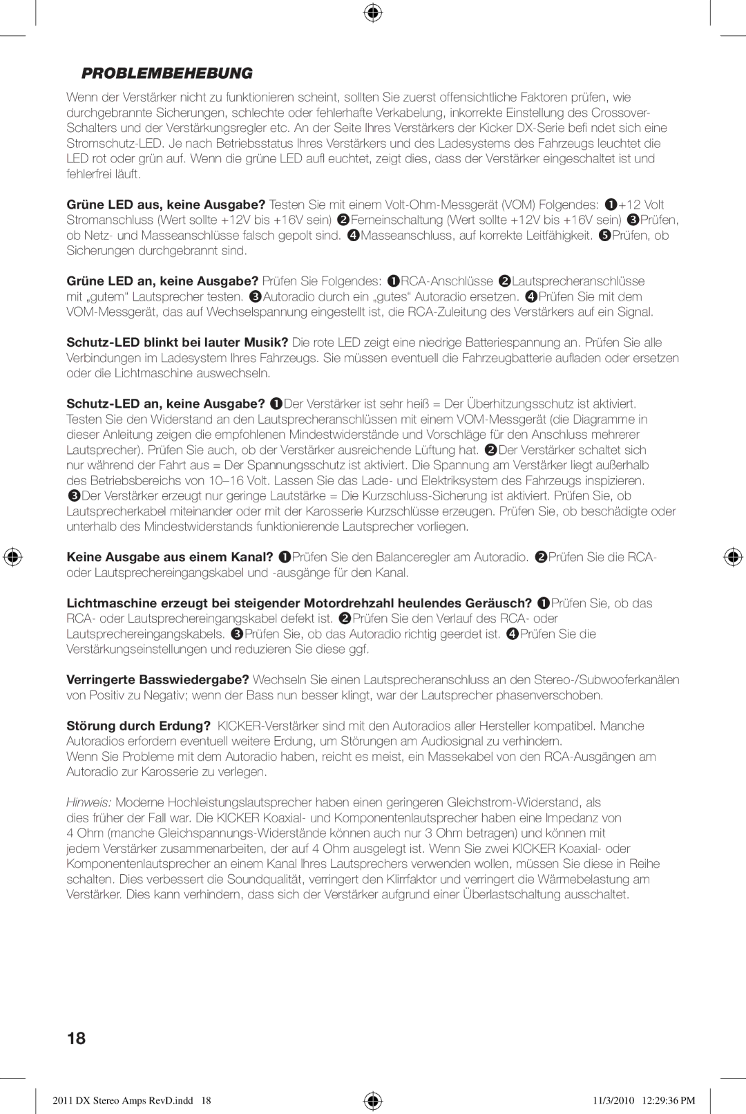 Kicker DX125.2 DX300.2 manual Problembehebung 