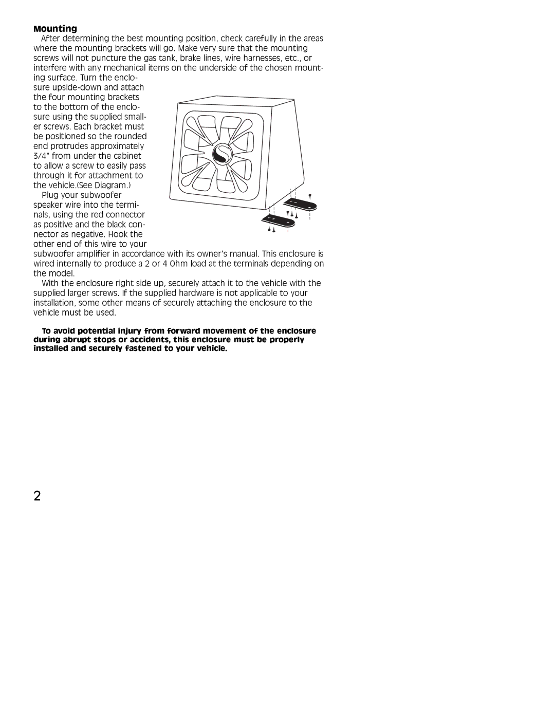 Kicker HS12L5, HS12L7 specifications Mounting 