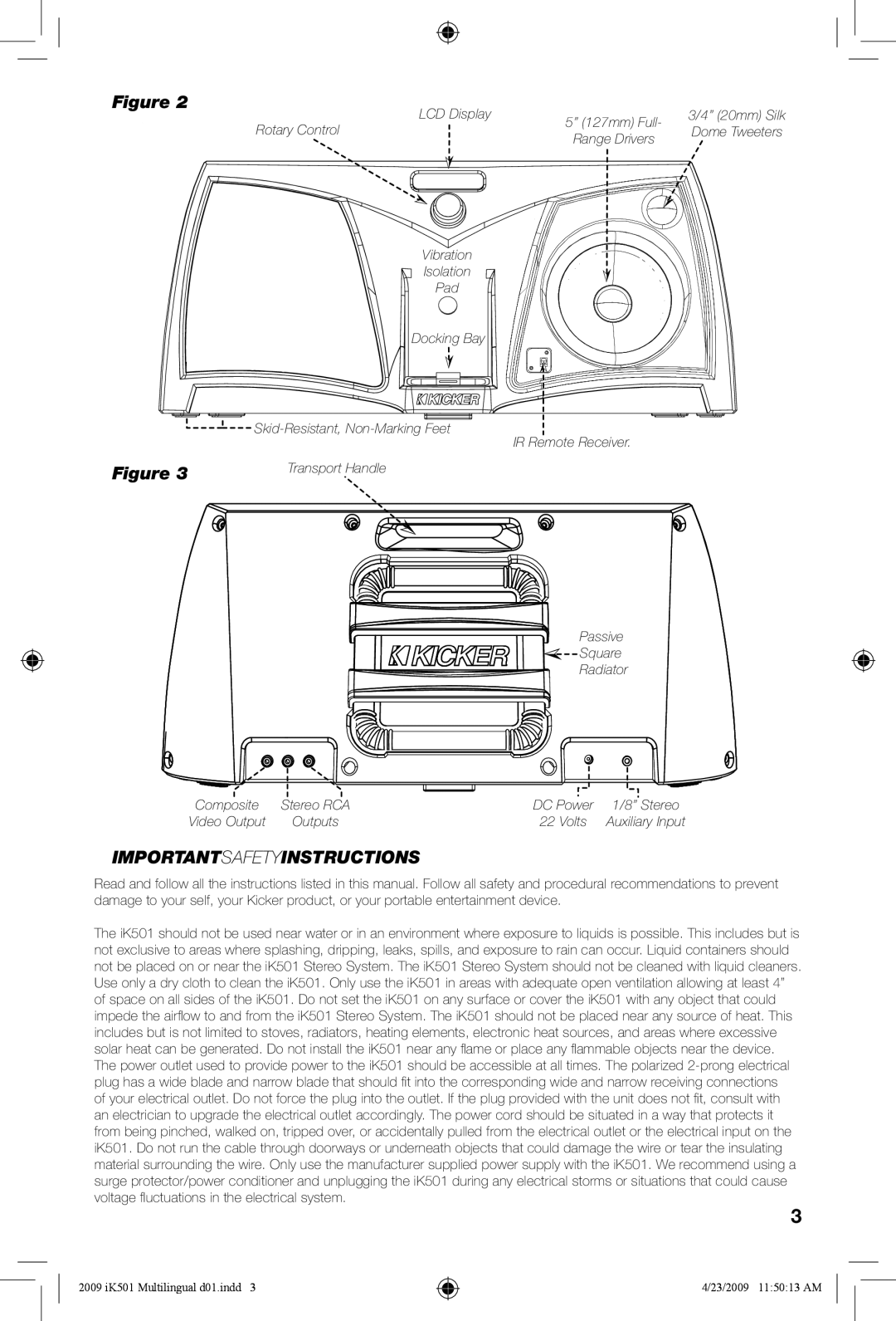 Kicker iK501 manual Importantsafetyinstructions 