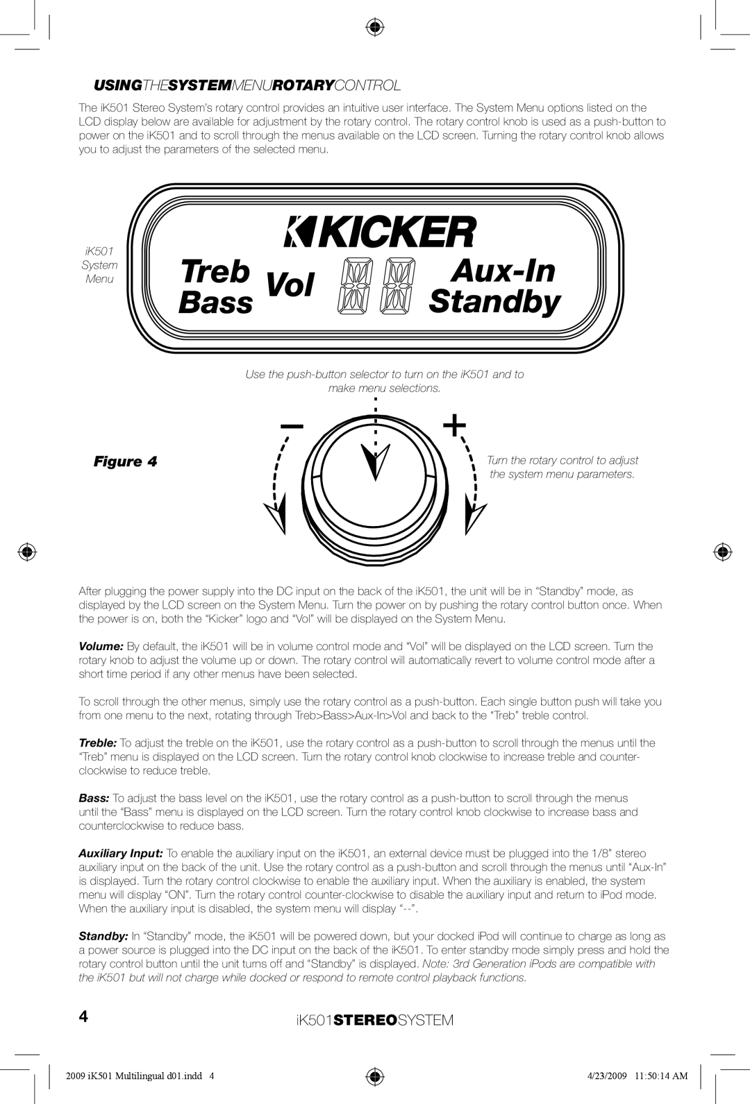 Kicker iK501 manual Vol 