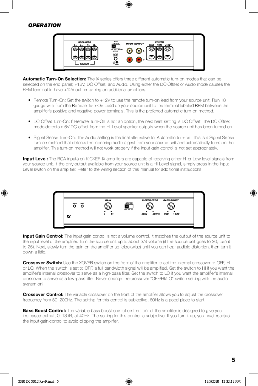 Kicker IX500.2 manual Operation 