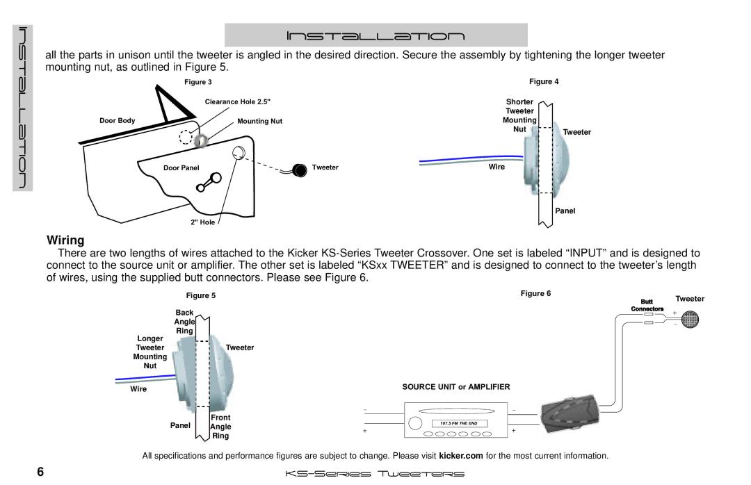 Kicker KS25, KS20, KS13 manual Wiring 