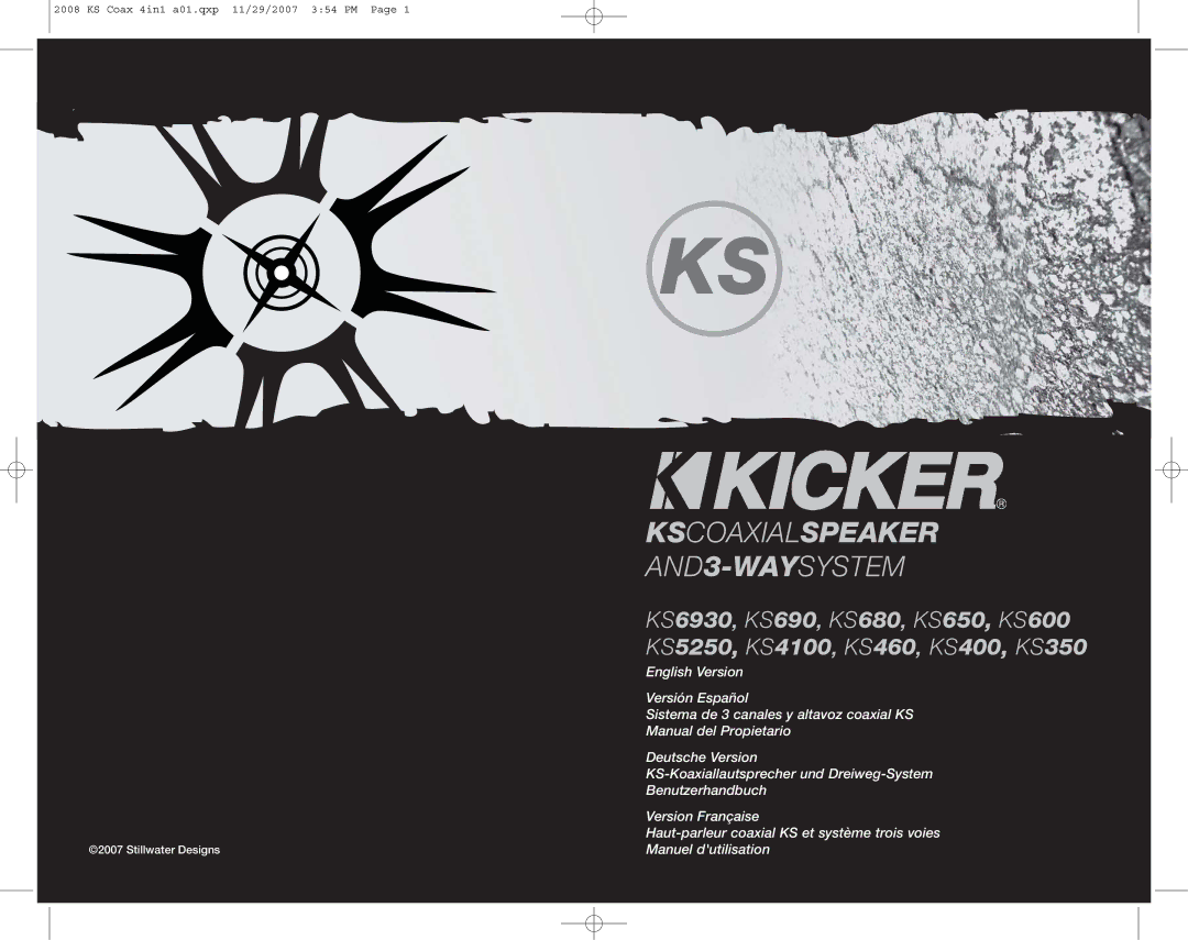 Kicker KS680, KS650, KS5250, KS460, KS600, KS690, KS4100, KS400, KS350 manuel dutilisation Kscoaxialspeaker 