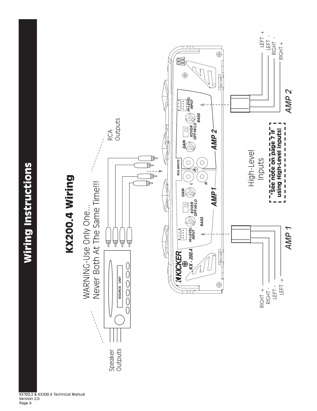 Kicker technical manual KX200.4 Wiring 