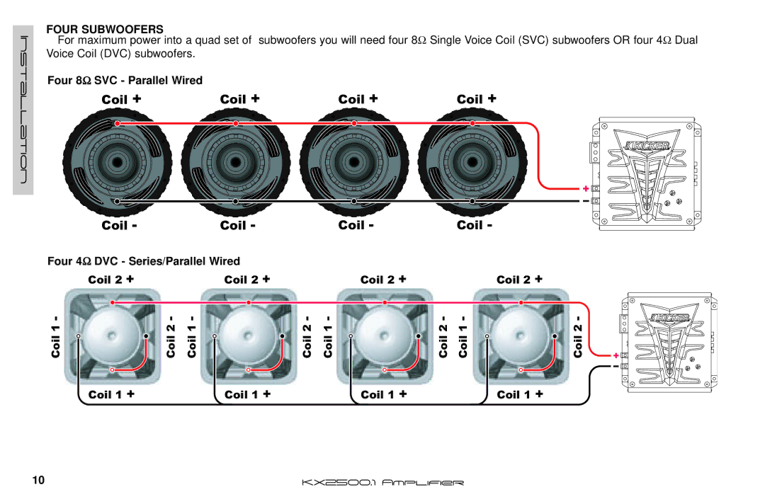 Kicker KX2500.1 manual Four Subwoofers 