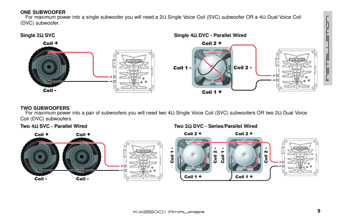 Kicker KX2500.1 manual ONE Subwoofer, TWO Subwoofers 