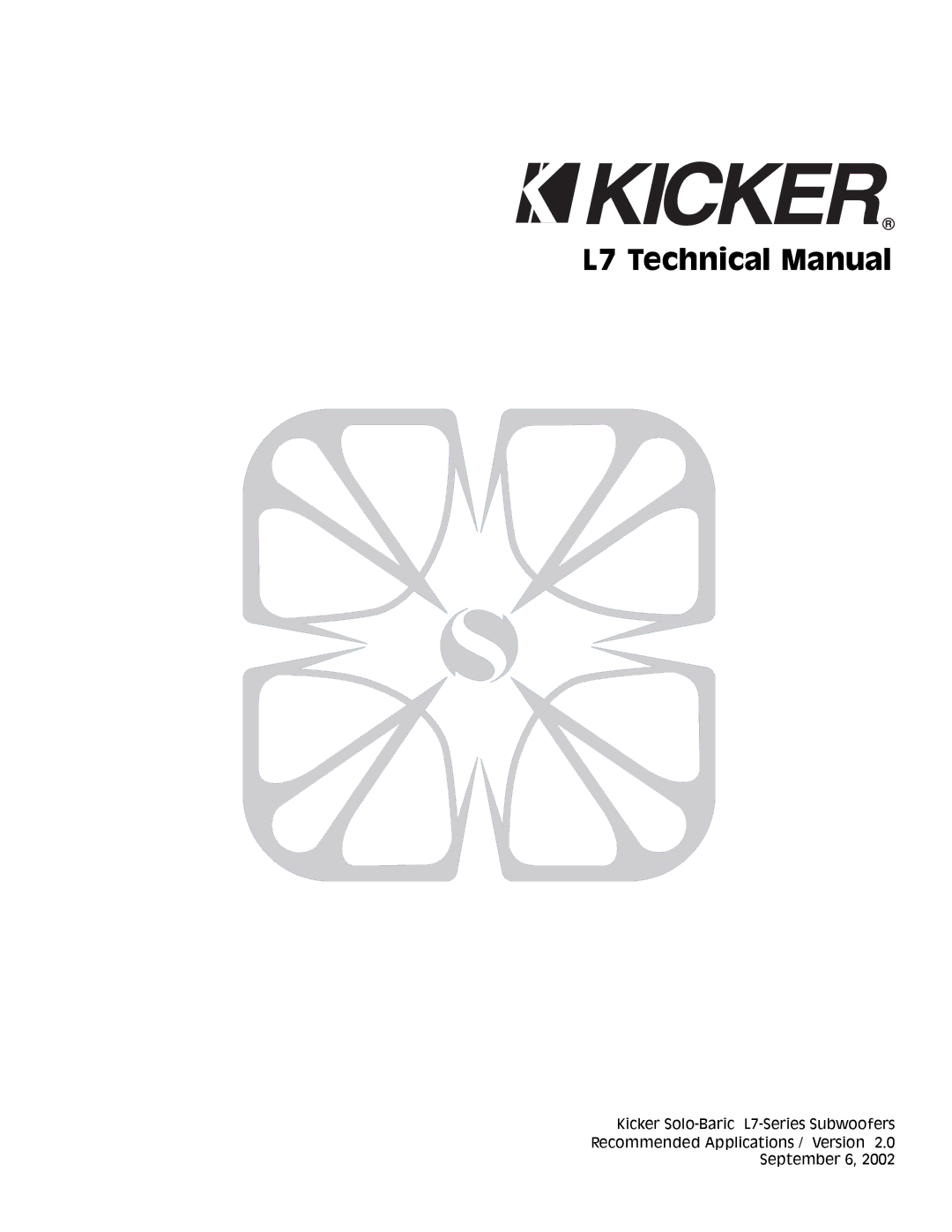 Kicker technical manual L7 Technical Manual 