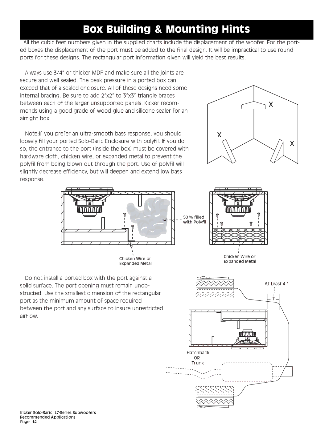 Kicker L7 technical manual Box Building & Mounting Hints 