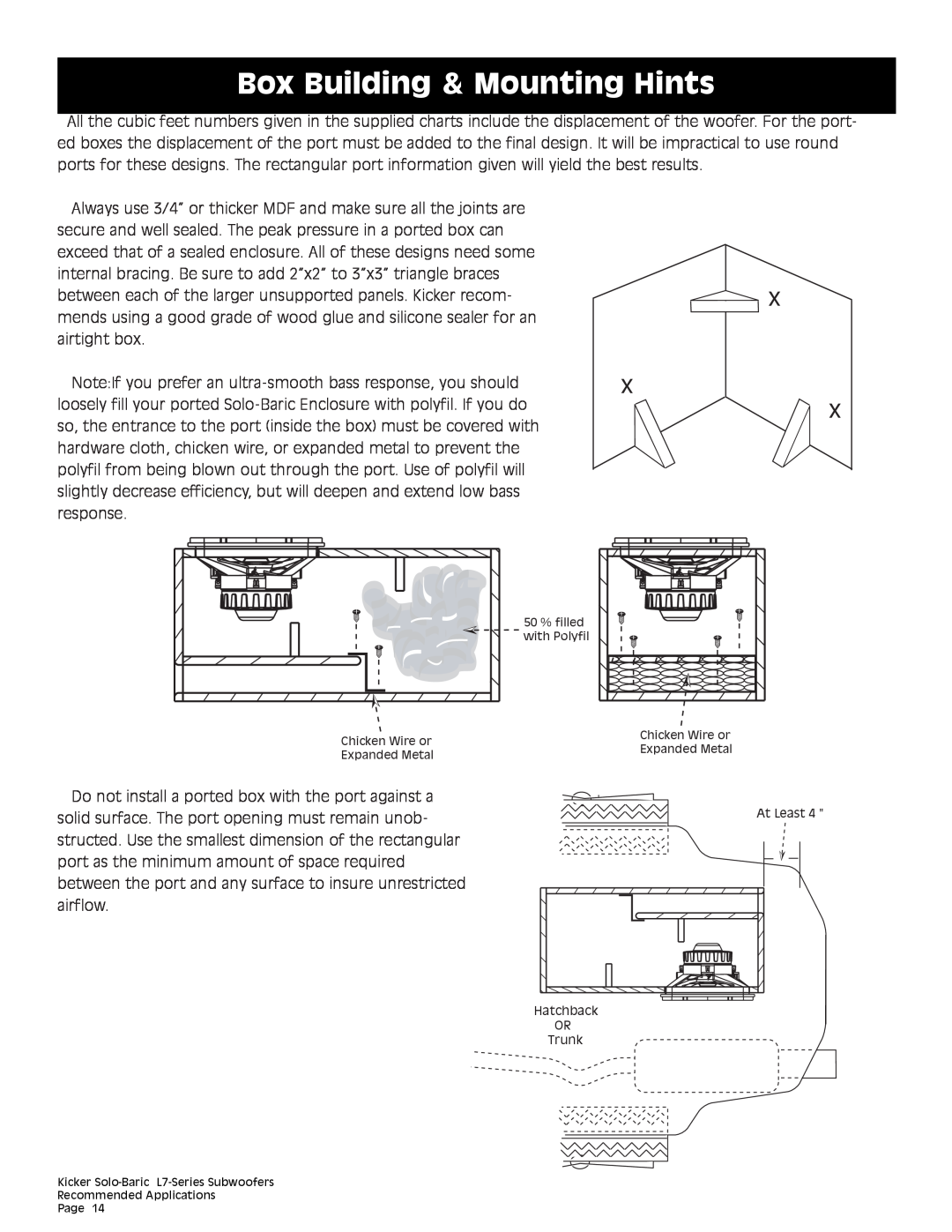 Kicker L7 technical manual Box Building & Mounting Hints 