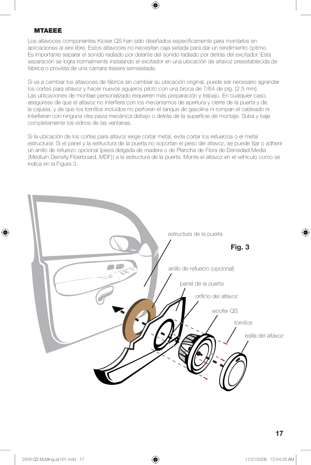 Kicker QS60.2, QS65.2 manuel dutilisation Montaje DEL Woofer 