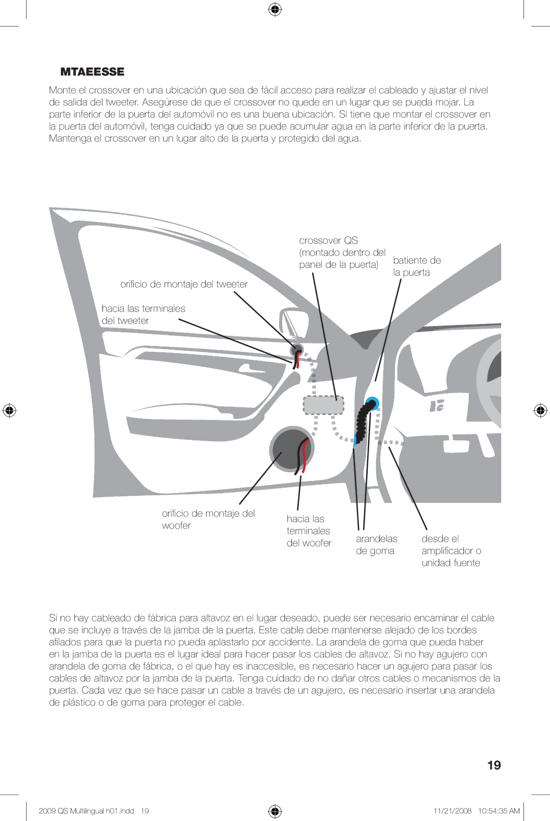 Kicker QS60.2, QS65.2 manuel dutilisation Montaje DEL Crossover, Oriﬁ cio de montaje del tweeter 