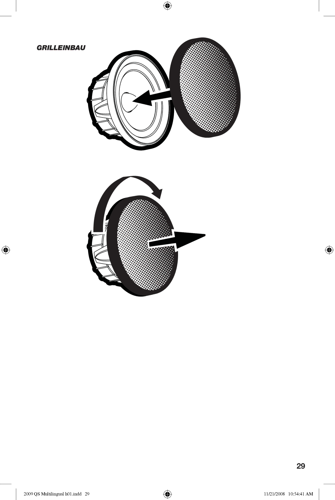 Kicker QS60.2, QS65.2 manuel dutilisation Grilleinbau 