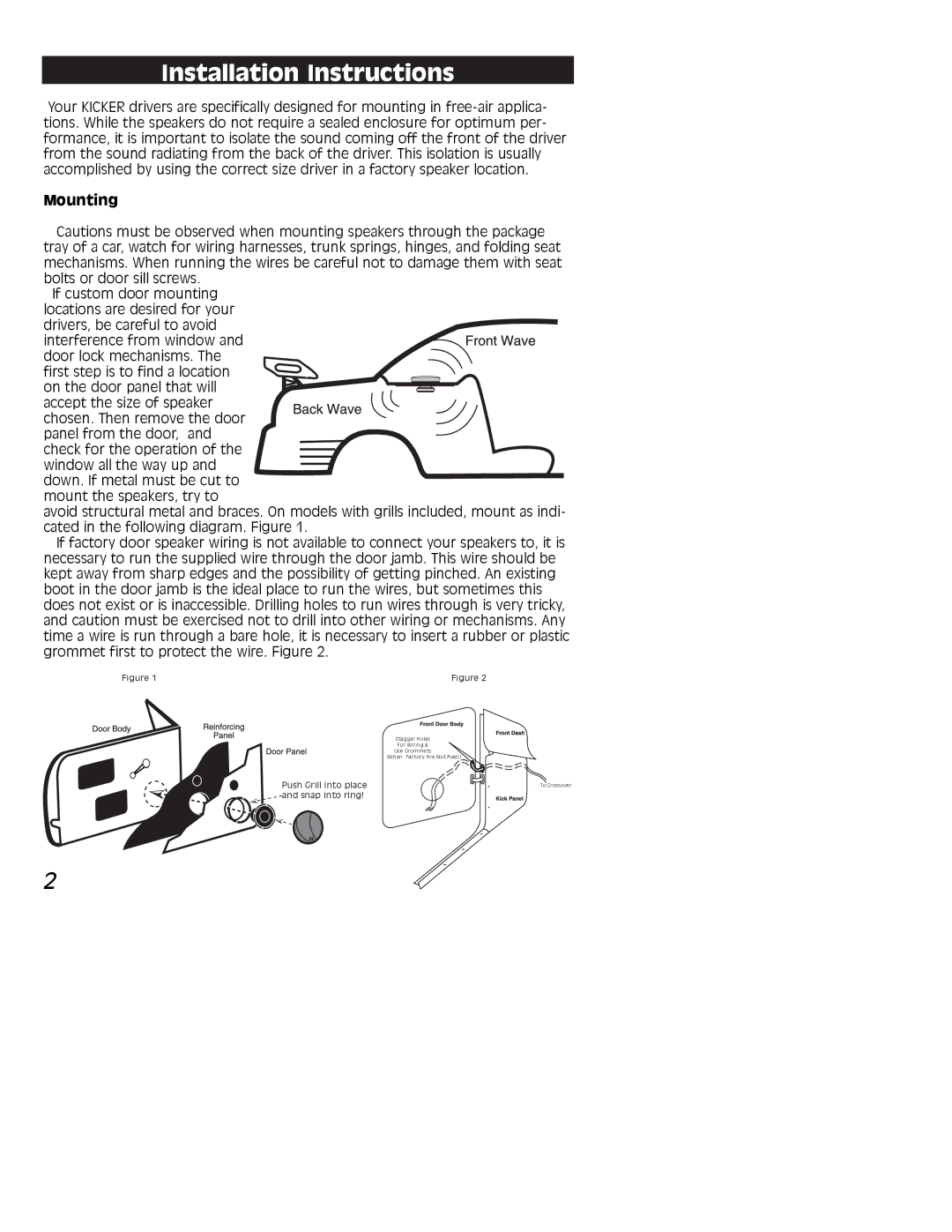 Kicker RMB6, RMB8 specifications Installation Instructions, Mounting 