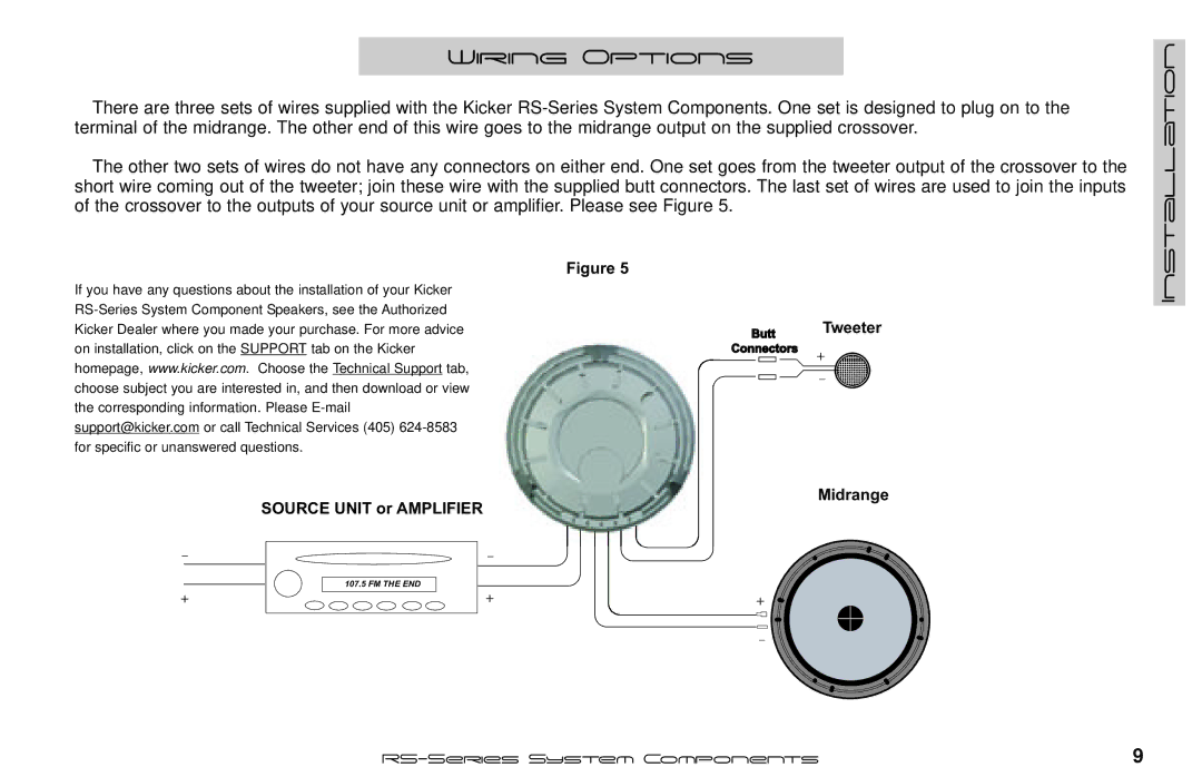 Kicker RS56.2, RS65.2 manual Wiring Options 